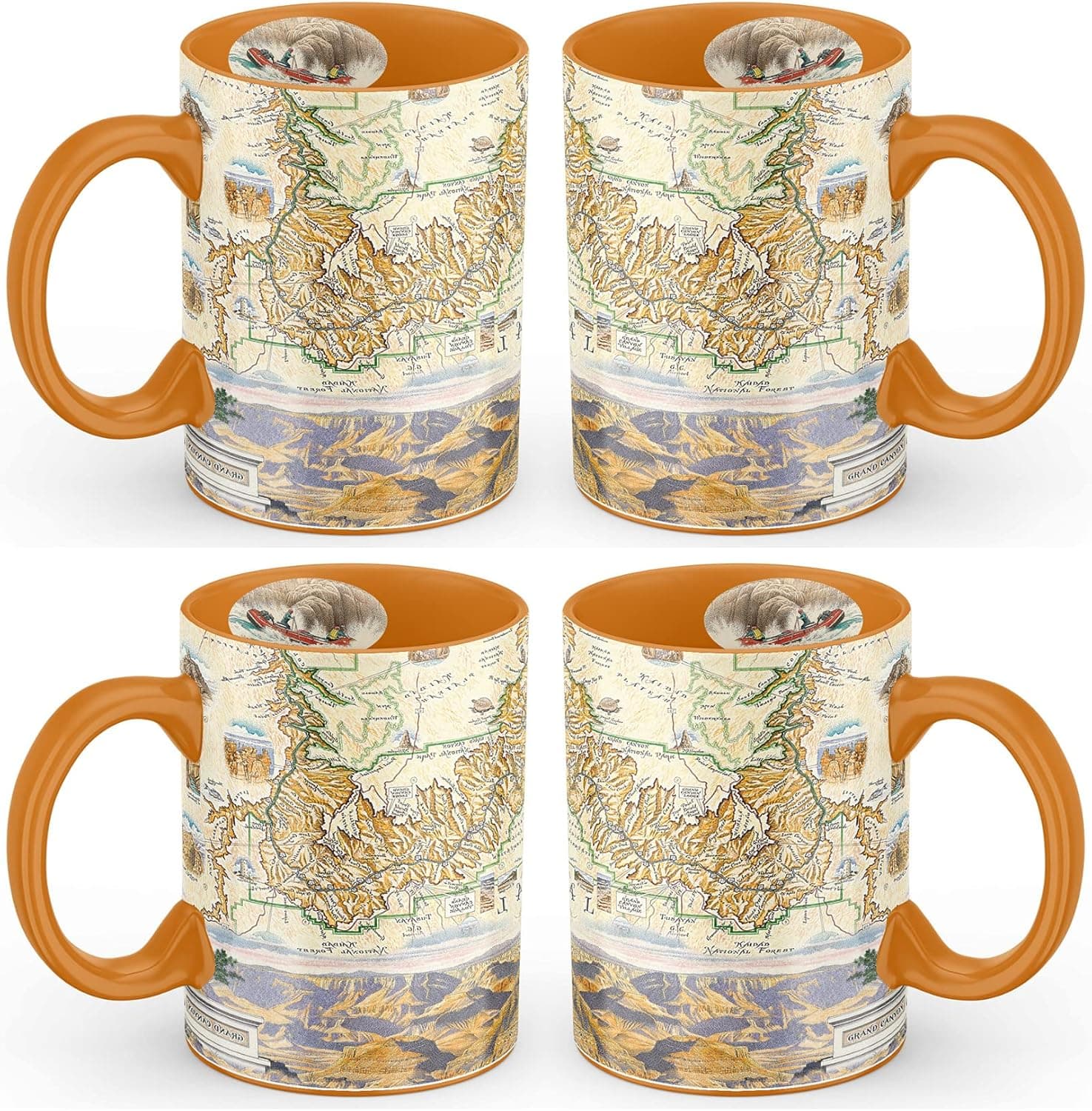 Grand Canyon National Park Ceramic Mugs 16oz, BPA-FREE Map Art - For Office Mug, Home Mug, Coffee Mug, Tea Mug, Brew Mugs, Any Hot and Cold Drinks. (Grand Canyon, Individual Mug)