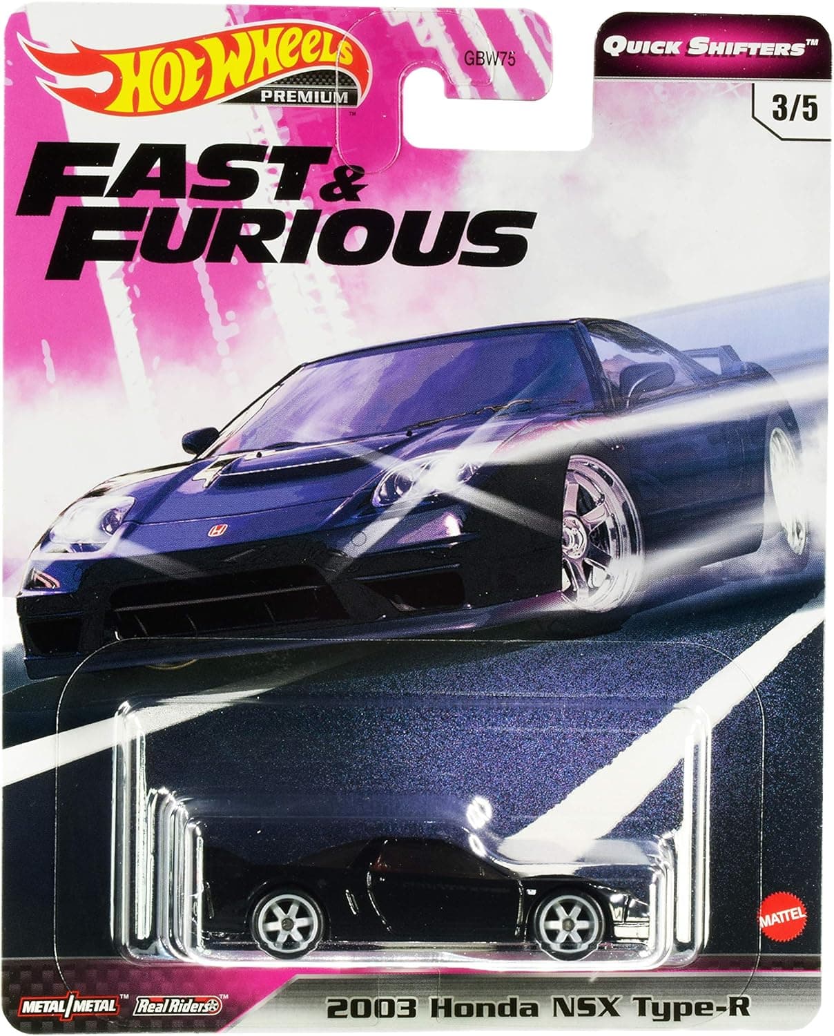 DieCast Hotwheels 2020 Premium Fast& Furious Quick Shifters 3/5, 2003 H0nda NSX Type-R (Black)