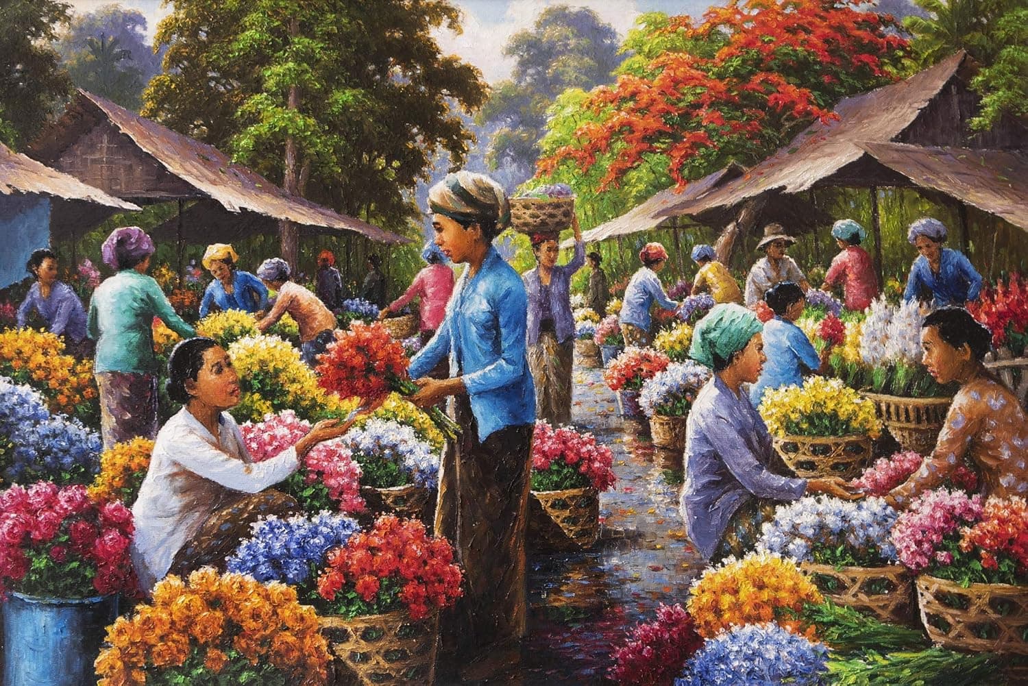 Jigsaw Puzzle 1000 Pieces; Beautiful Painting Puzzle of Nature and Villages View; Large, Thick, Fun, Challenging, with Posters