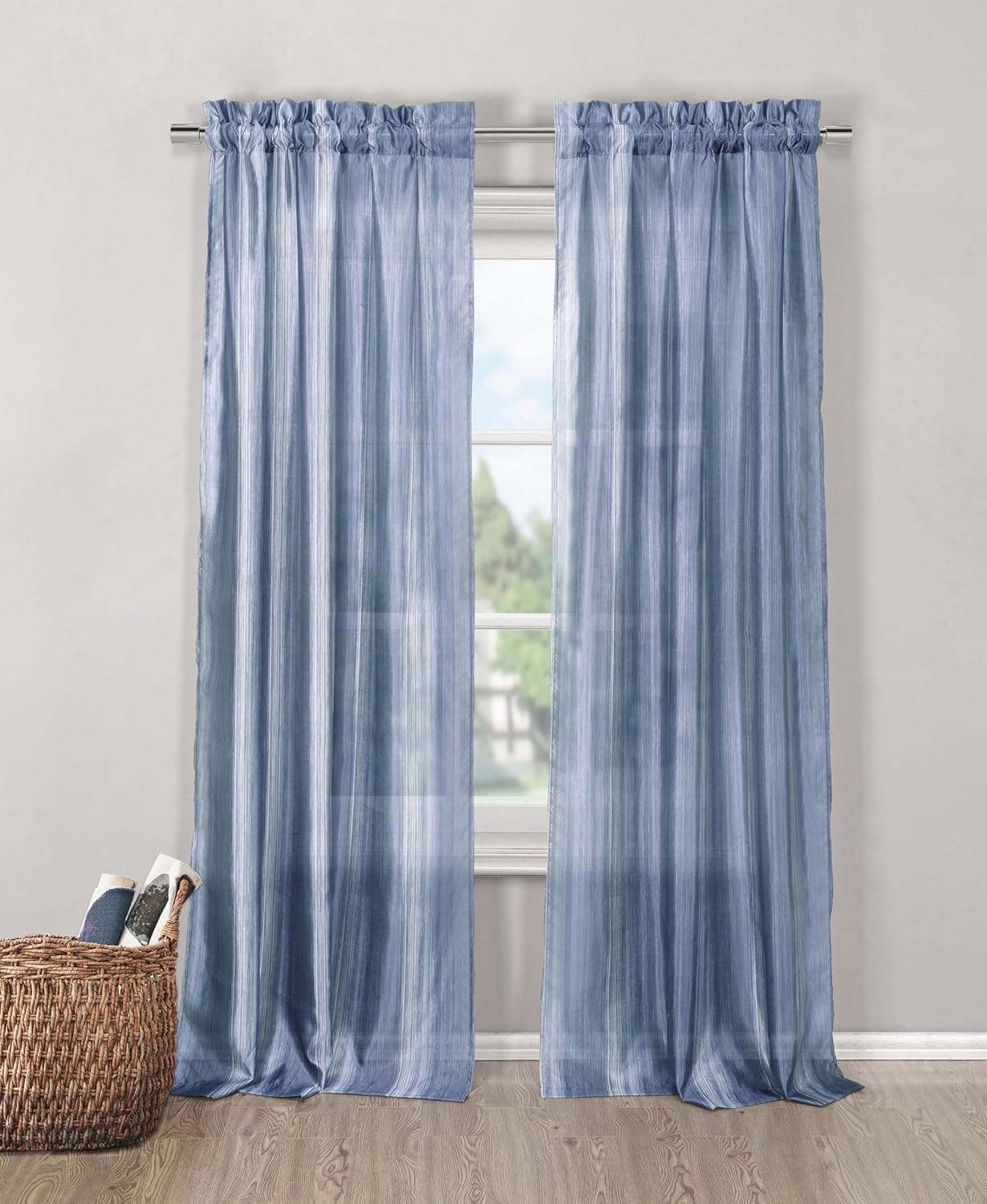 Duck River Textiles Sasha Ombre Faux Silk Rod Pocket Pair Panel, 80 by 84-Inch, Blue