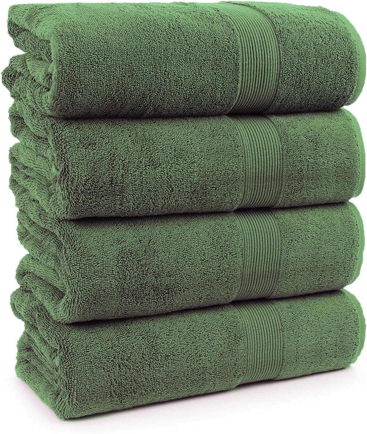 INDULGE TURKISH TOWEL 4 Piece Turkish Luxury Turkish Cotton Towel Set - Eco Friendly, 4 Bath Towels Hotel Quality, Super Soft and Highly Absorbent by (Moss)