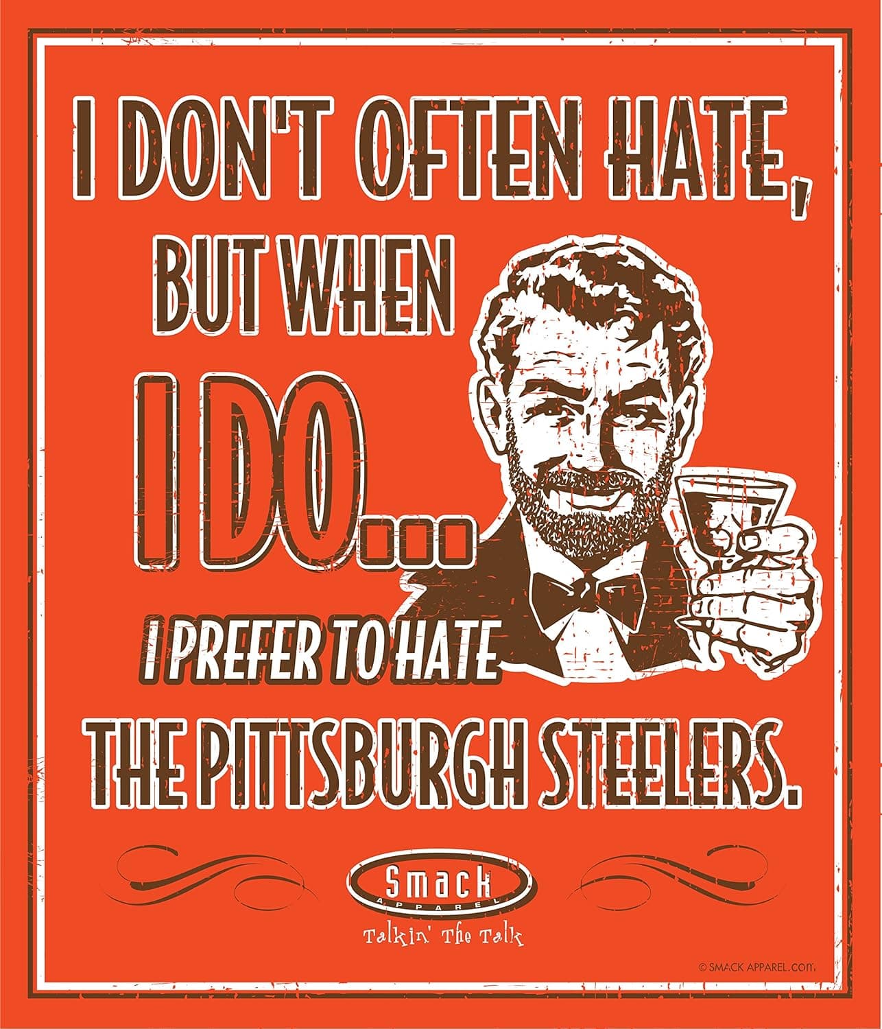 Cleveland Football Fans. I Prefer to Hate Pittsburgh 12'' X 14'' Orange Metal Fan Cave Sign