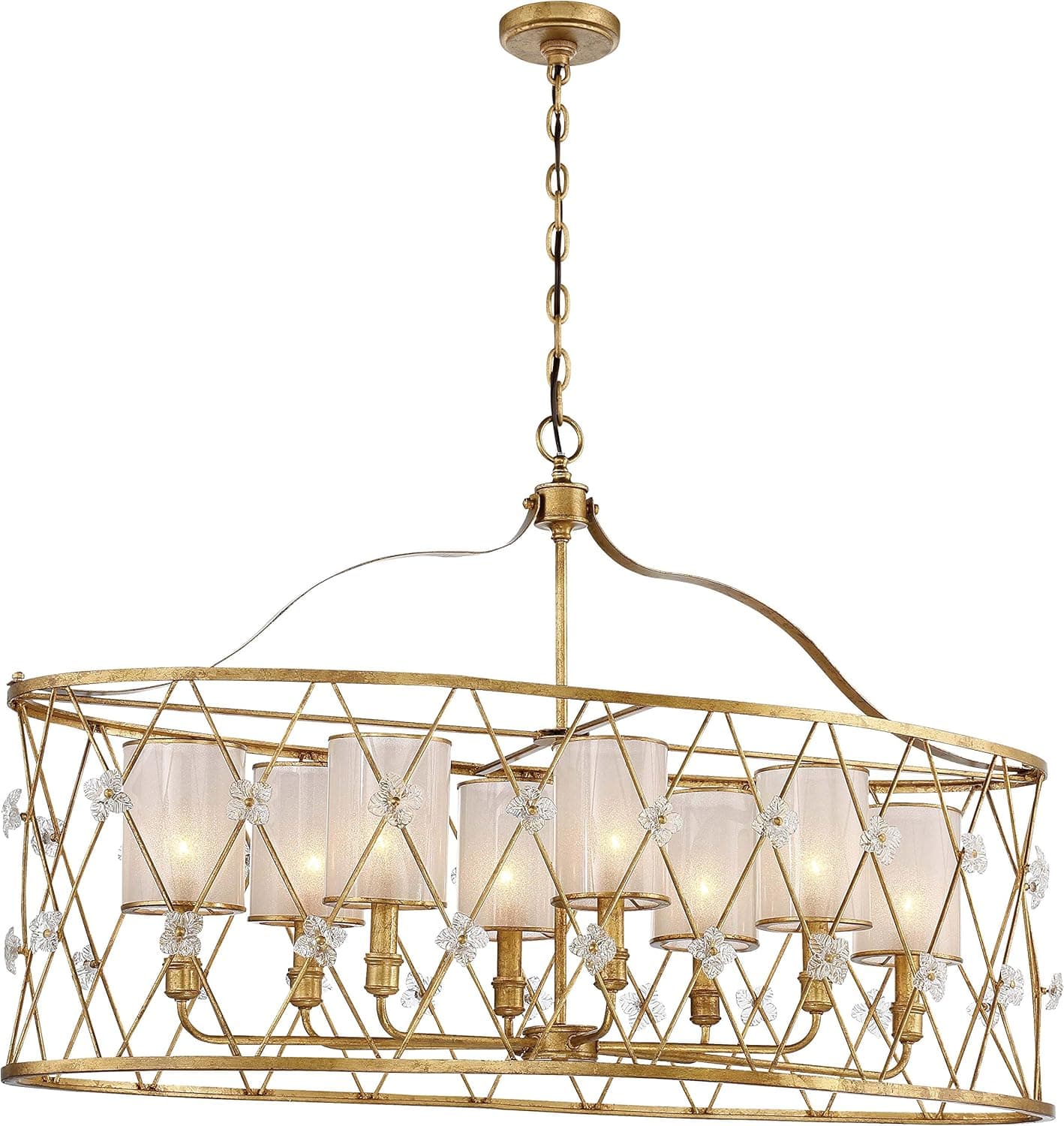 Minka Metropolitan N6568-596 Victoria Park - Eight Light Island, Elara Gold Finish with Clear/Frost Glass