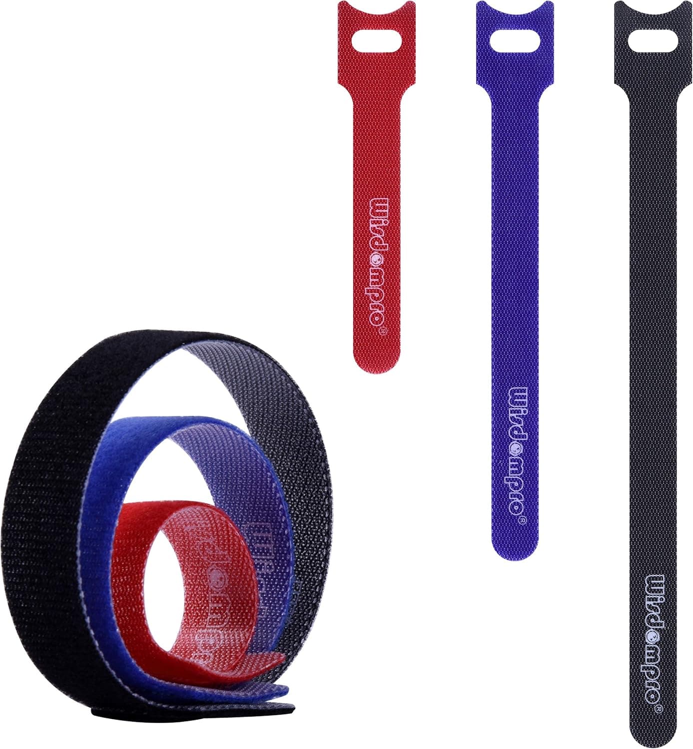 60 Pack Hook and Loop Straps, Self-gripping Fastening Cord Cable Tie by Wisdompro - Reusable, Durable Functional Tie to Keep Your Home, Office, Workspace from Tangled Messes (4-6-8 Inch, Each 20 Pack）