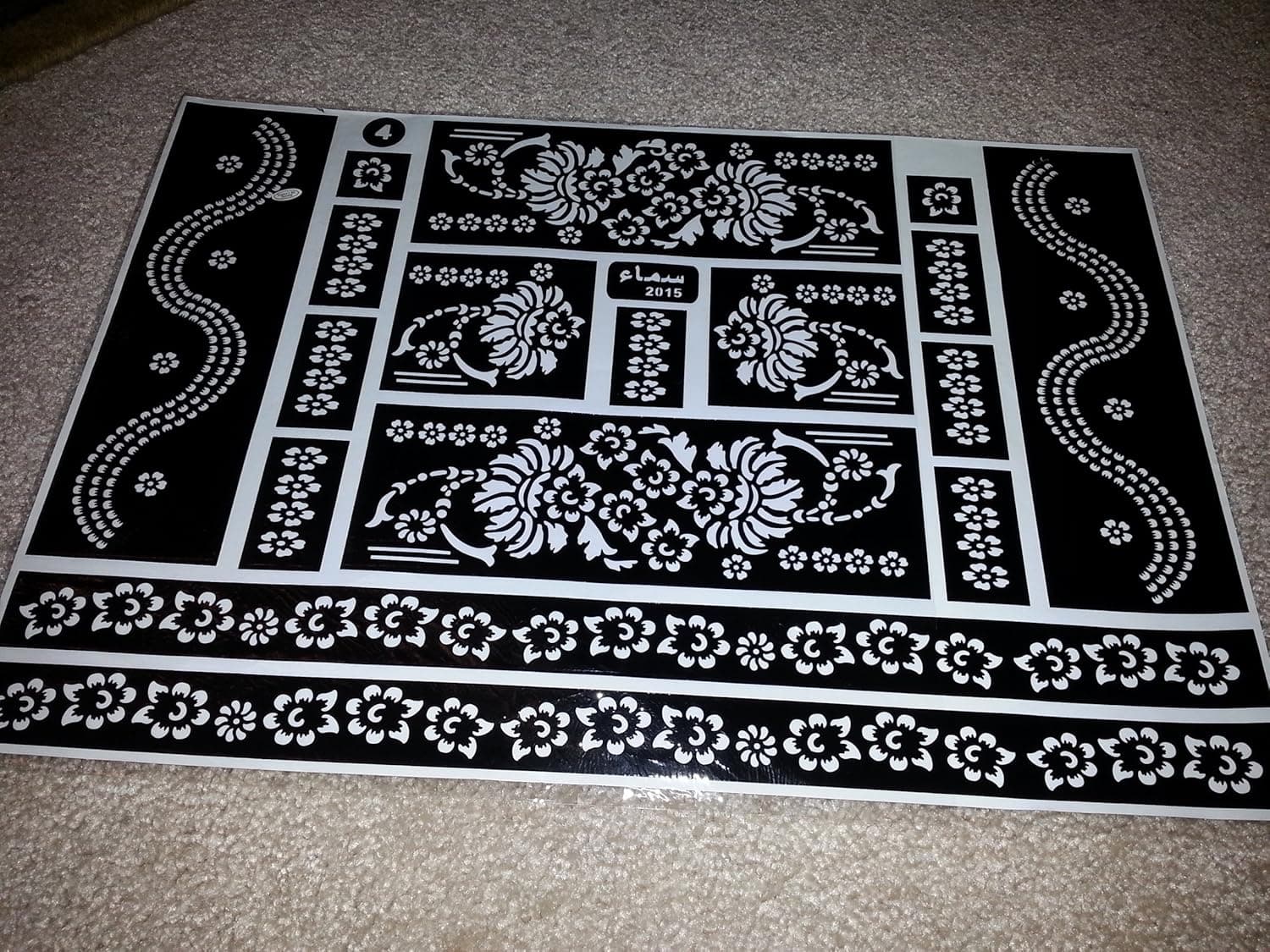 Self Adhesive Decal Stencils For Henna temporary tattoo