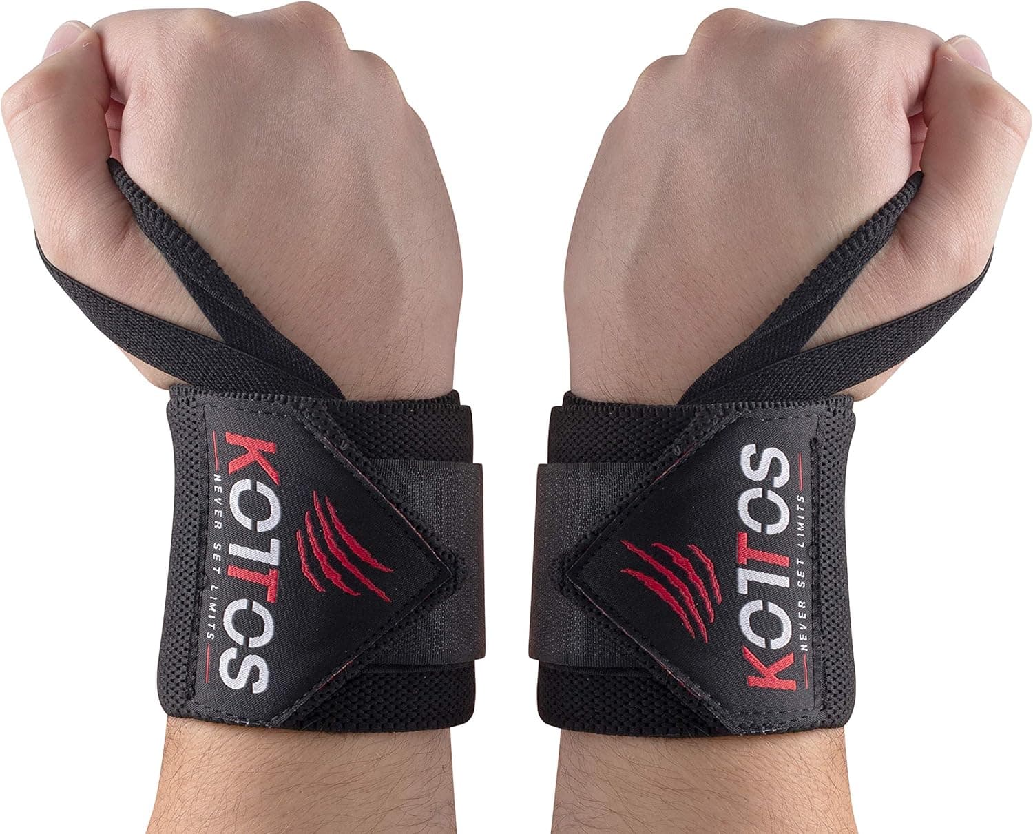 BYKOTTOS 18.5" Wrist Wraps w/ Thumb Loop - Best Wrist Support for Weight Lifting, Power Lifting, Olympic Lifting, Cross Training & More. Workout Wrist Braces for both Women & Men