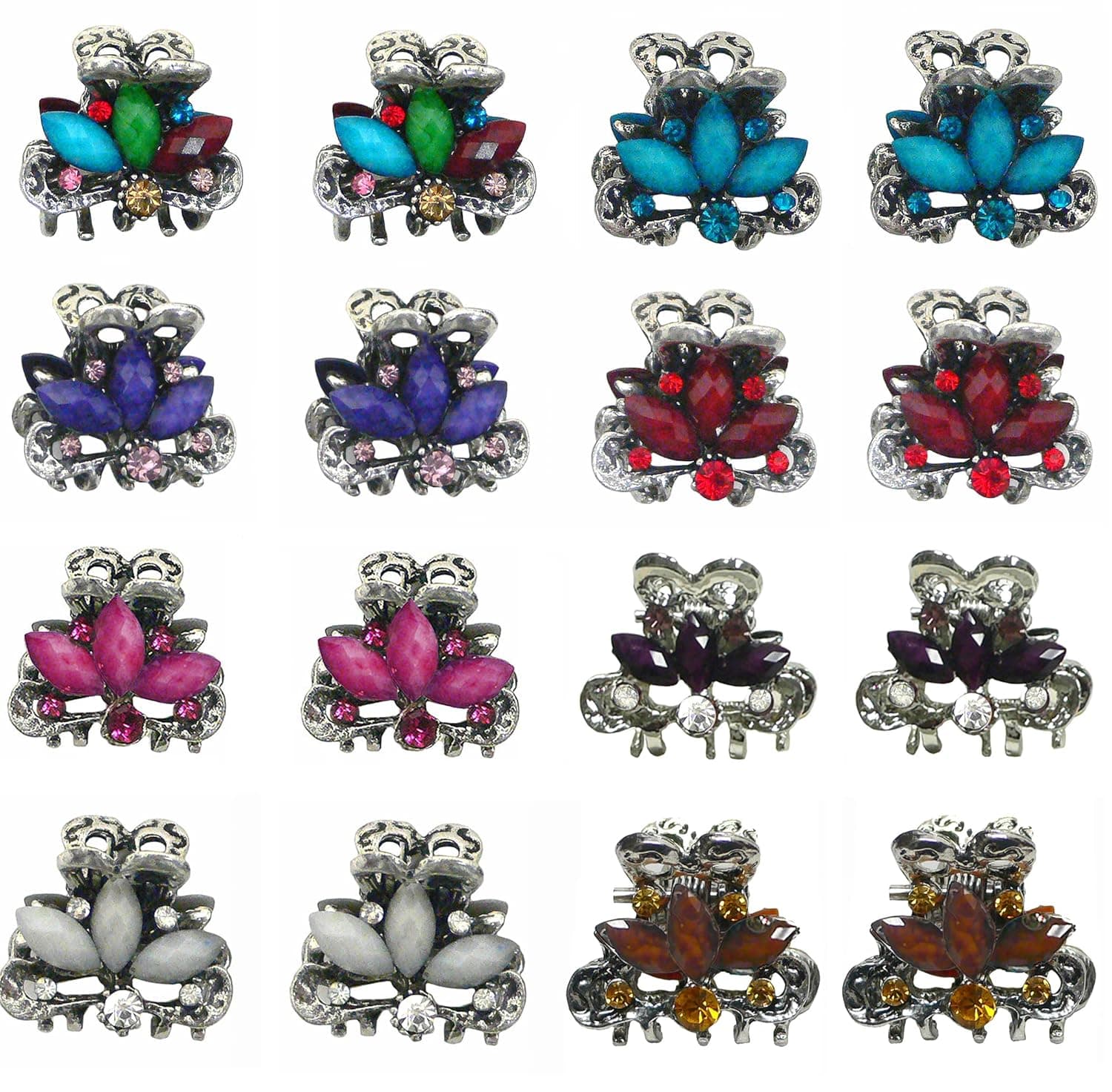 2 Set of 8, 16 Count, Tiny Metal Hair Claws, Light Weight Jaw Clips U864175-0580-8-2