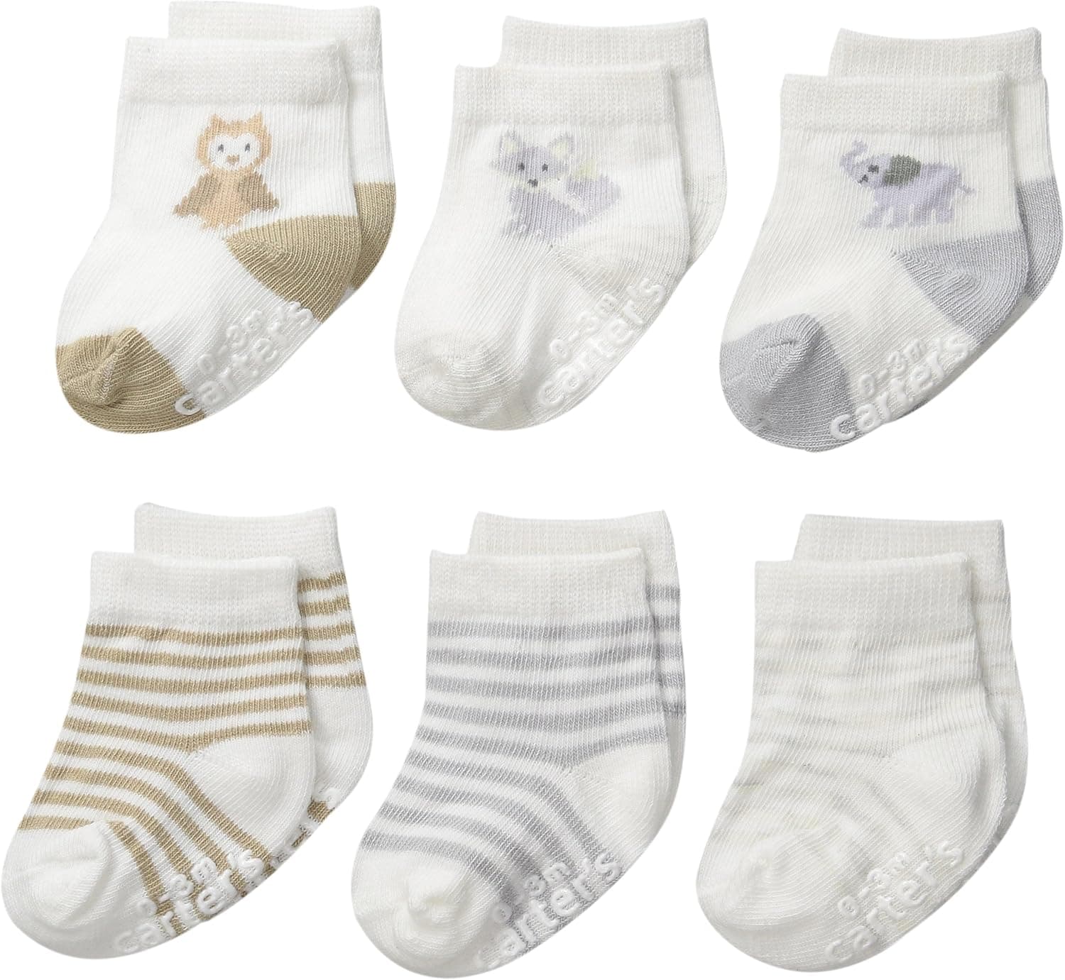 Carter's Boys' Unisex-Baby Newborn Soft Animal Socks (Pack of 6)