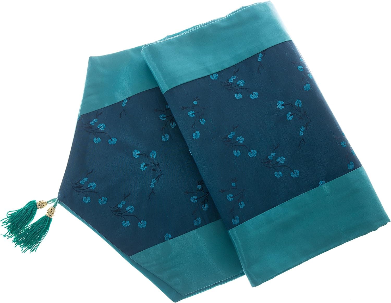 Avarada Elegant Meai Flower Table Runners Teal for Home Decorative Coffee Table Bed Runners Sofa 13 x 63 Inches (33x160cm) Slik Look Blend Polyester Table Runner