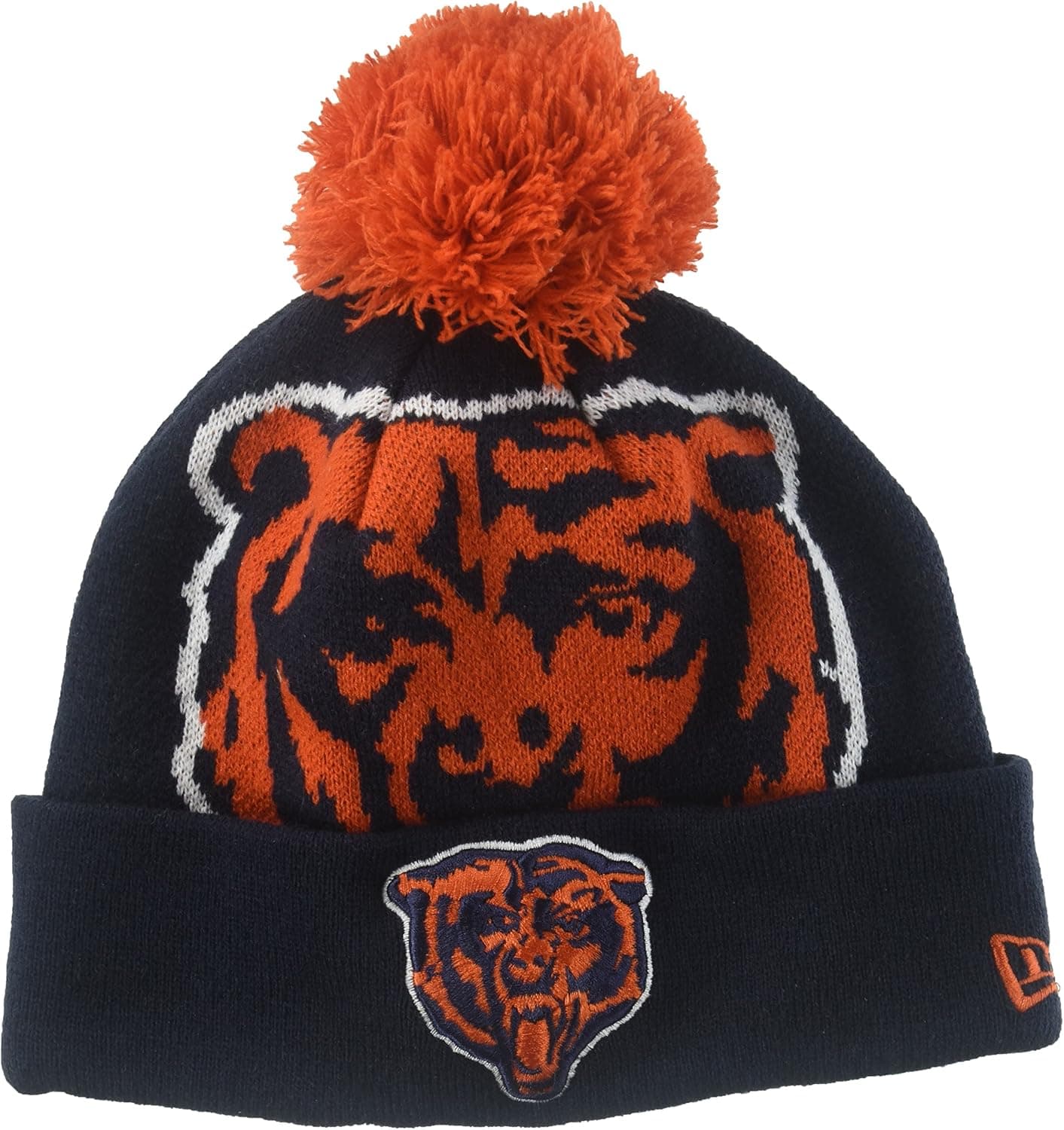 New Era NFL Chicago Bears Woven Biggie Cuffed Pom Knit Hat