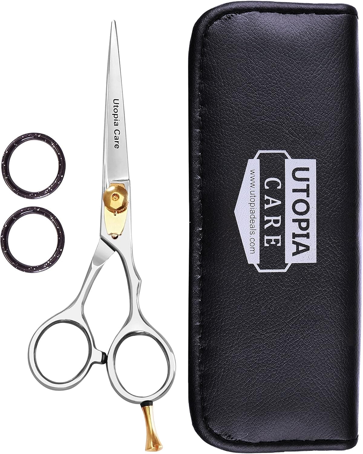 Professional Barber/Salon Razor Edge Hair Cutting Scissors/Shears (5.5 Inch) with Fine Adjustable Tension Screw - Detachable Finger Rest - Japanese Stainless Steel - by Utopia Care