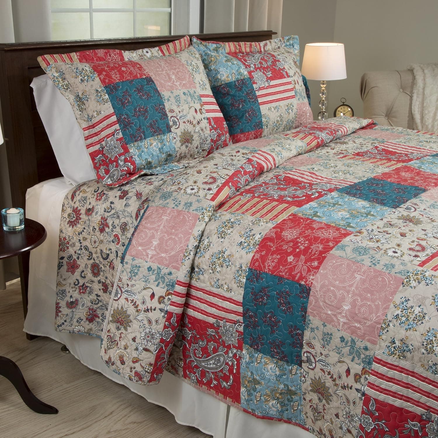 Bedford Home 3 Piece Mallory Quilt Set-Full/Queen