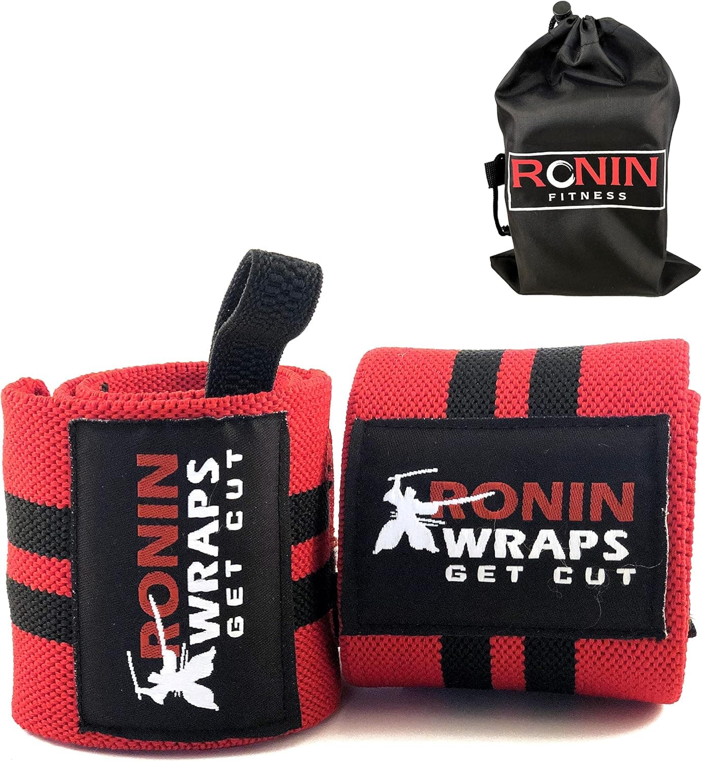 Ronin Wraps | Wrist Wraps for Weightlifting, Crossfit, and Powerlifting – 18 Inch Wraps for Wrist Support | Free Carry Bag
