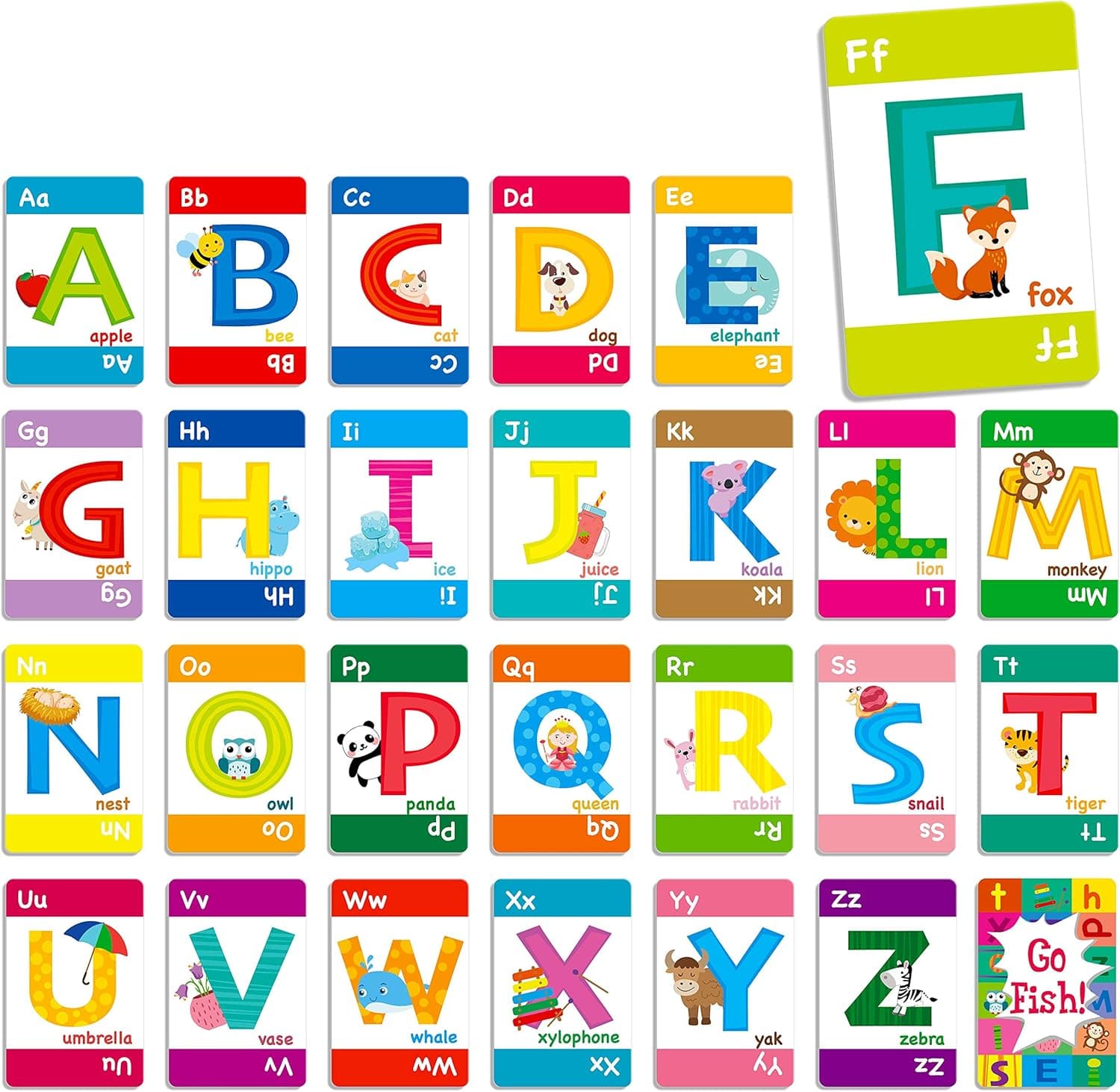 Gethelud Alphabet Go Fish Letter Matching Game 52 Cards