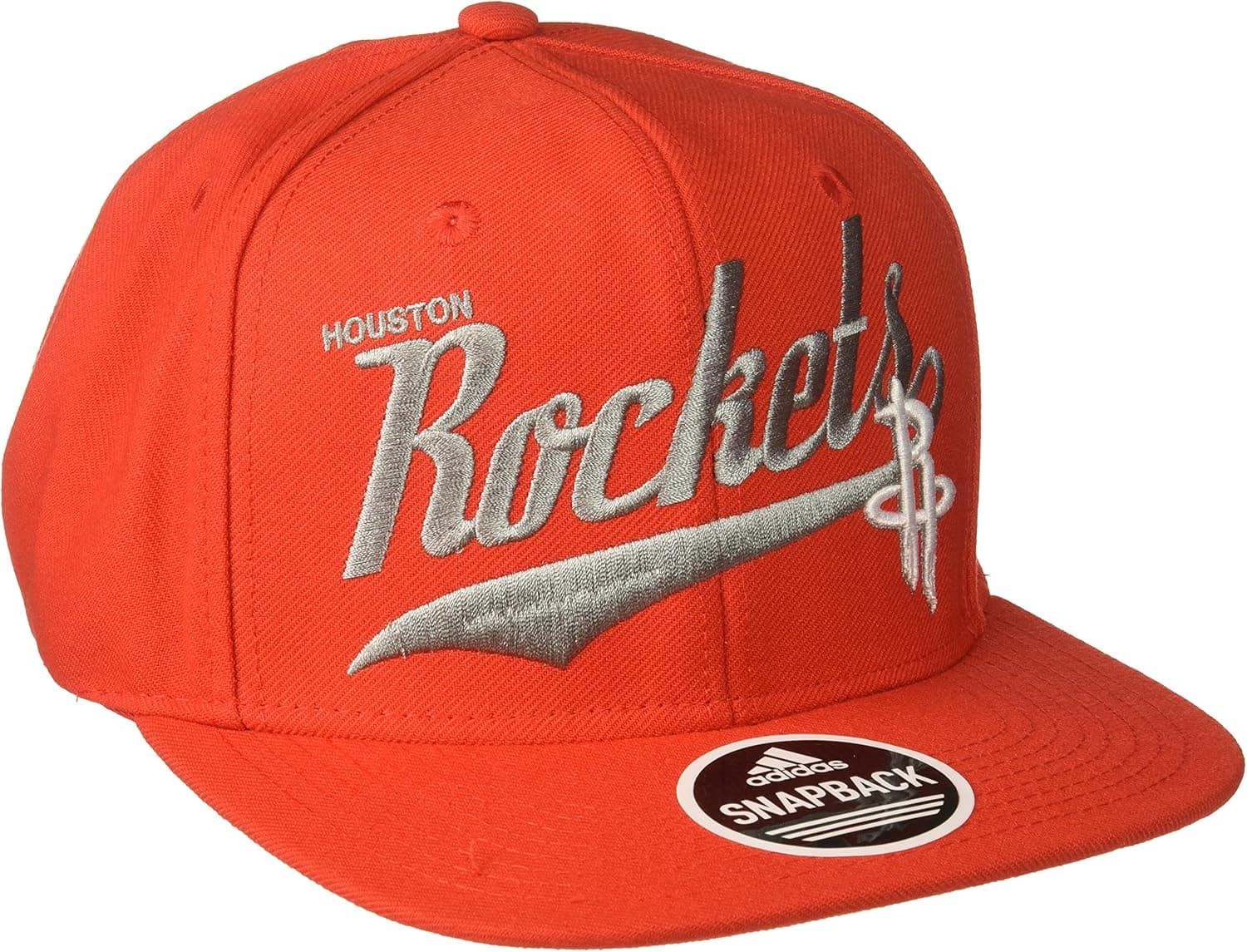 adidas NBA Houston Rockets Men's Tail Sweep Flat Brim Snapback Hat, Red, One Size