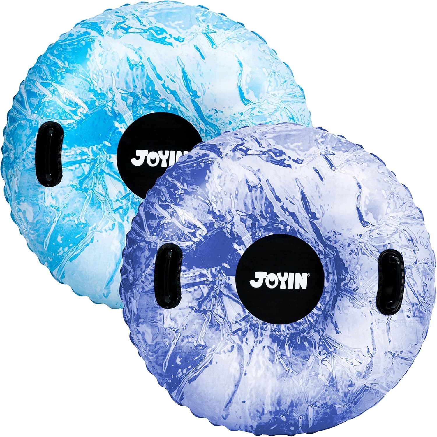 34" Inflatable Snow Tube 2 Sets, Heavy-Duty Snow Tube for Sledding Great Inflatable Snow Tubes for Kids and Adults Family Activities Winter Fun (Marble)