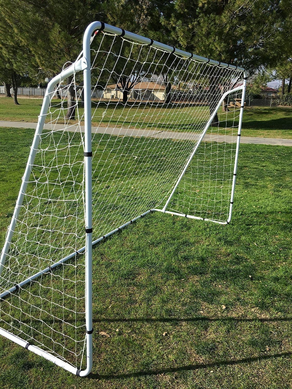 Pass Large 10X6 Steel Soccer Goal w/Bungee Straps & Anchors. 10X6 Goal. Perfect for 5 vs 5 and Training. 10 x 6