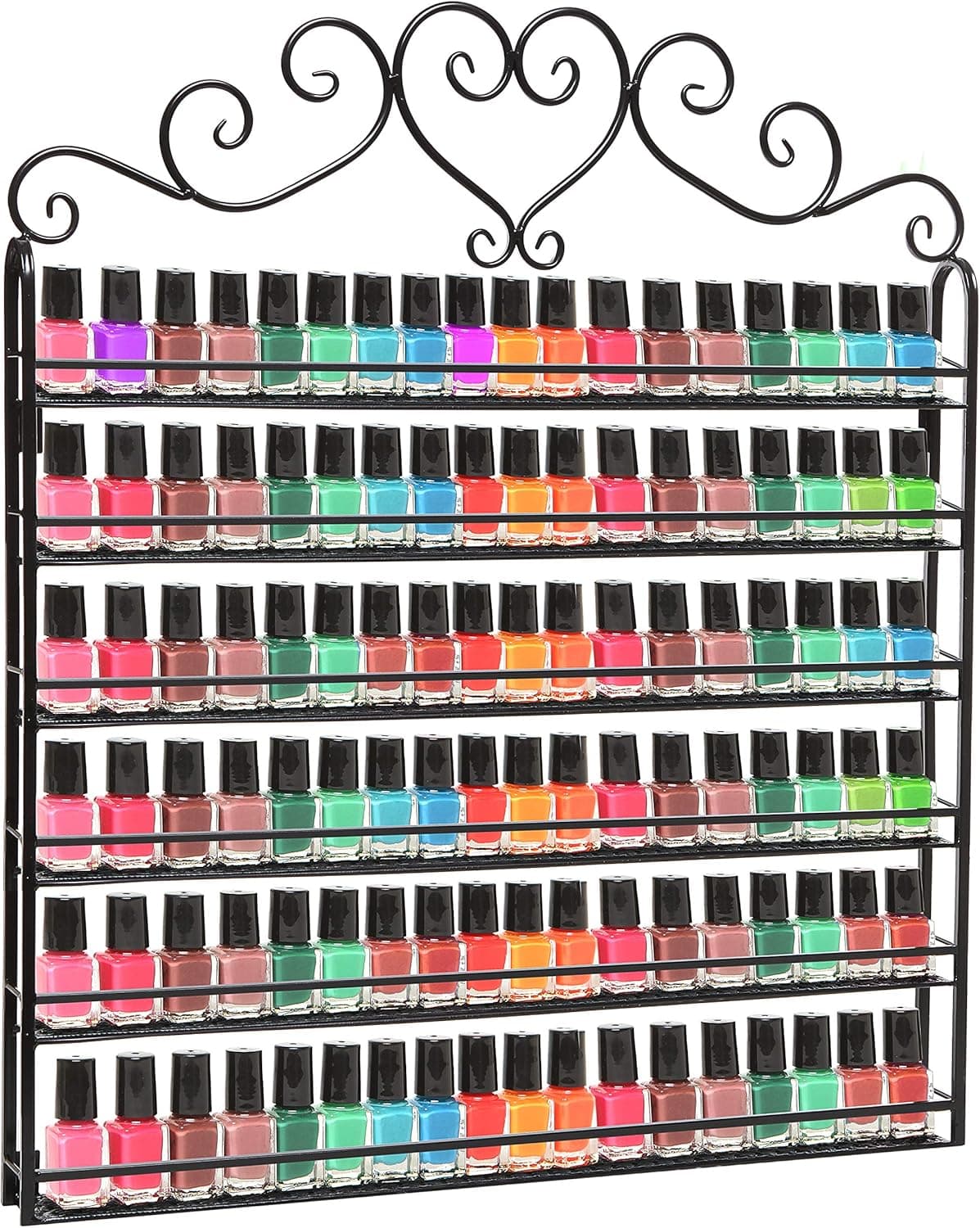 MyGift Metal Nail Polish Mountable 6 Tier Organizer Display Rack, Black