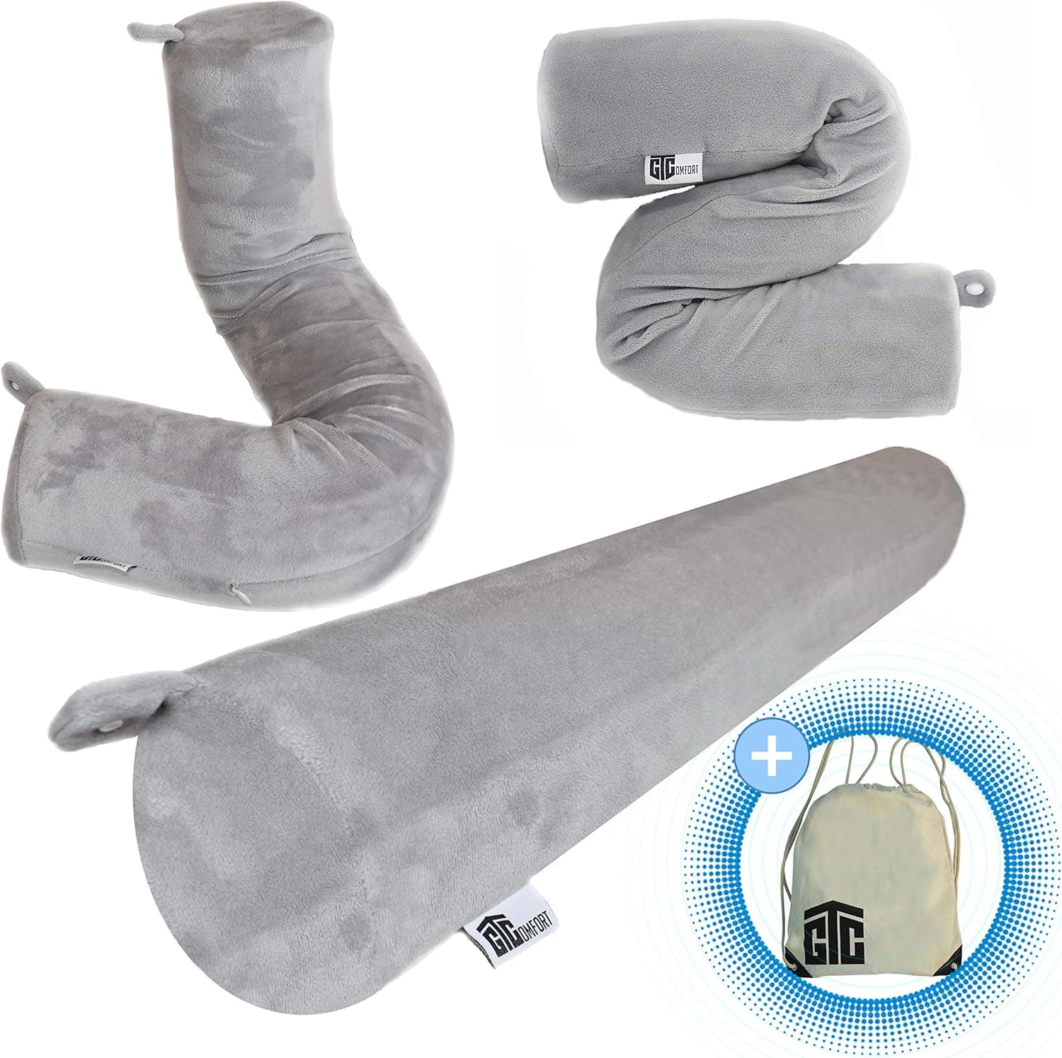 Neck Memory Foam Travel Pillow Roll Twist Adjustable Bendable To Support Leg Chin Cervical Head Shoulders- Accessories for Home & Airplane, Train, Bus Flight Traveling Best For Side & Back Sleeping
