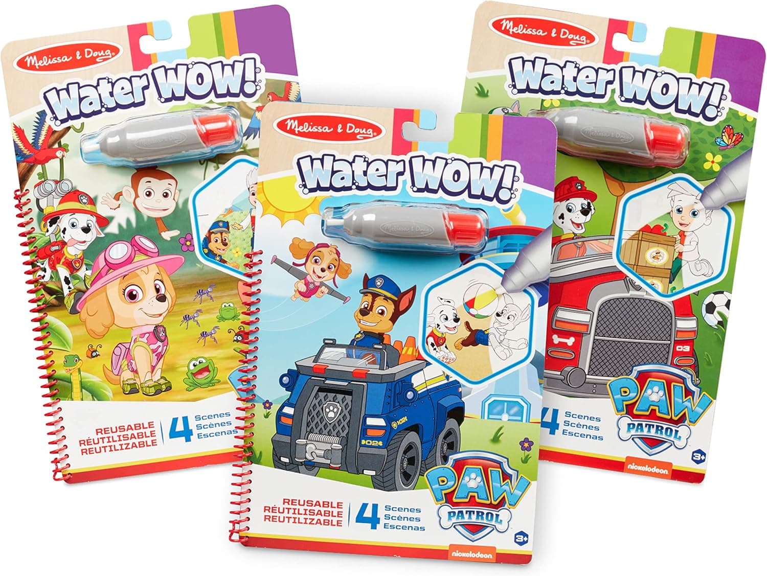 Melissa & Doug Water Wow! - Skye, Chase, Marshall Water Reveal Travel Activity Pads - 3-Pack Of PAW Patrol-Themed Reusable No-Mess for Kids