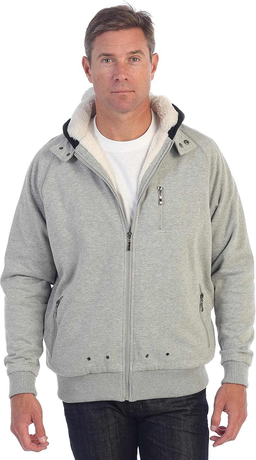 Gioberti Men's Heavyweight Sherpa Lined Fleece Hoodie Jacket
