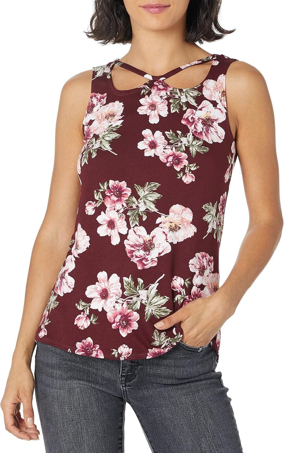 Star Vixen Women's Sleeveless Cutout Neckline Fashion Top