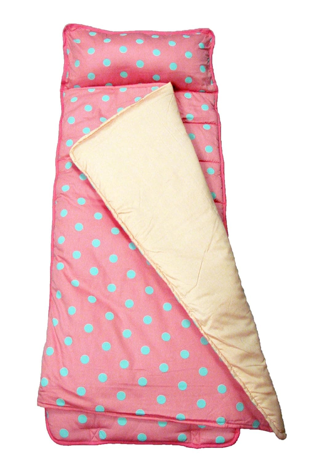 SoHo Classic Pink Aqua Polka Dot nap mat for toddler preschool day care with pillow lightweight rolled nap mats