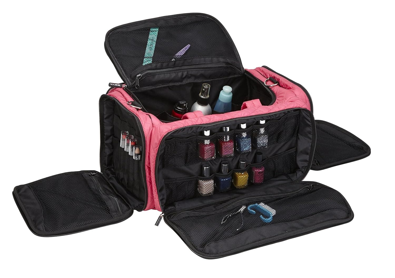 Seya Beauty Ultimate Makeup Artist Nail Polish Travel Bag (Quilted Pink)