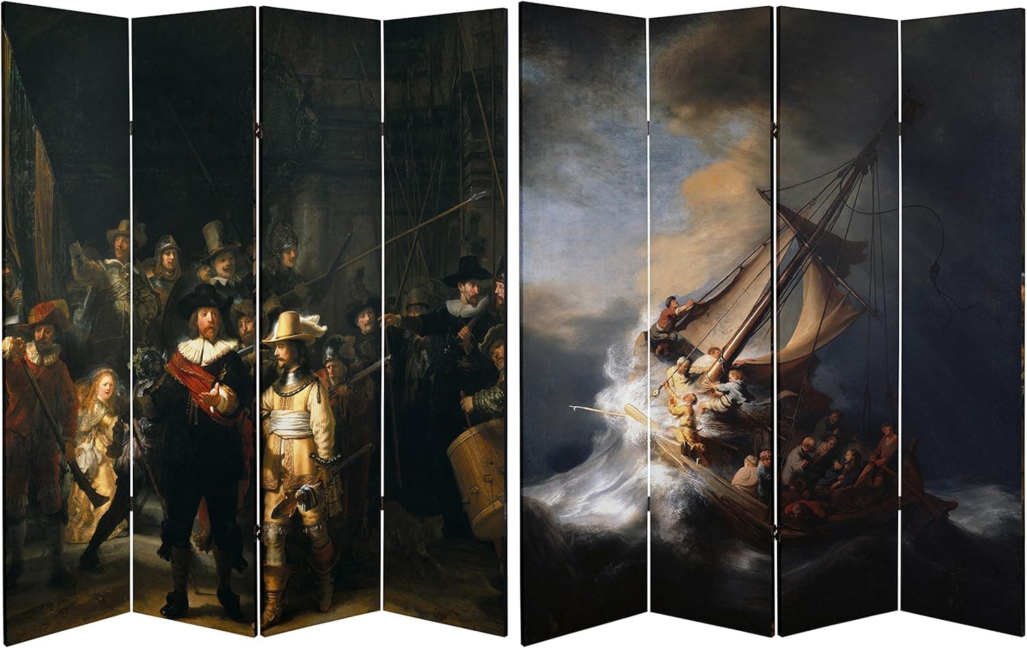 6 ft. Tall Double Sided Works of Rembrandt Canvas Room Divider