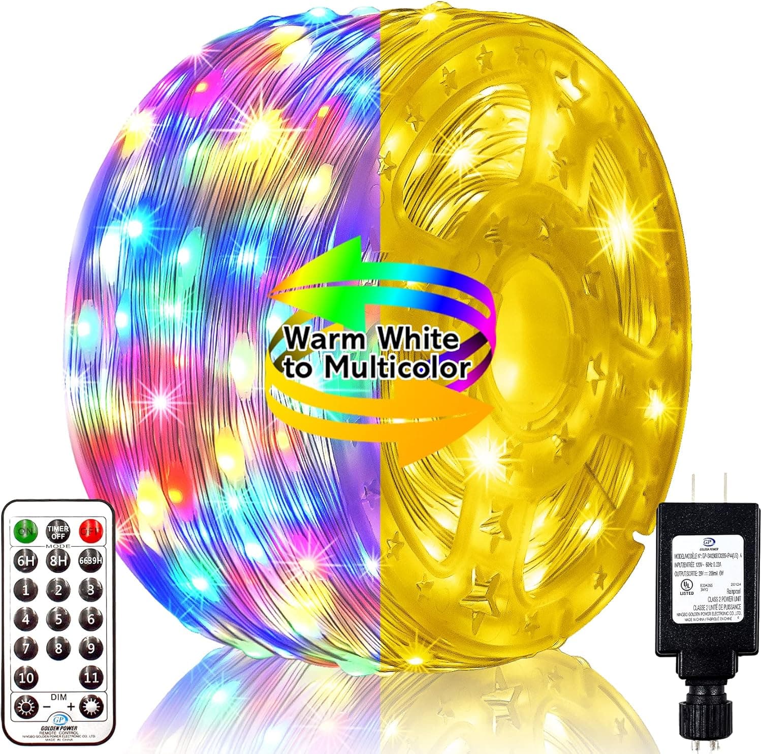 1000LEDs Christmas Lights Outdoor, Maojia 393FT Plug In Fairy Lights With Remote And 11 Modes, IP67 Waterproof, String Lights For Bedroom, Patio, Pool, Tree, Garden, Party (Warm White & Multicolor)