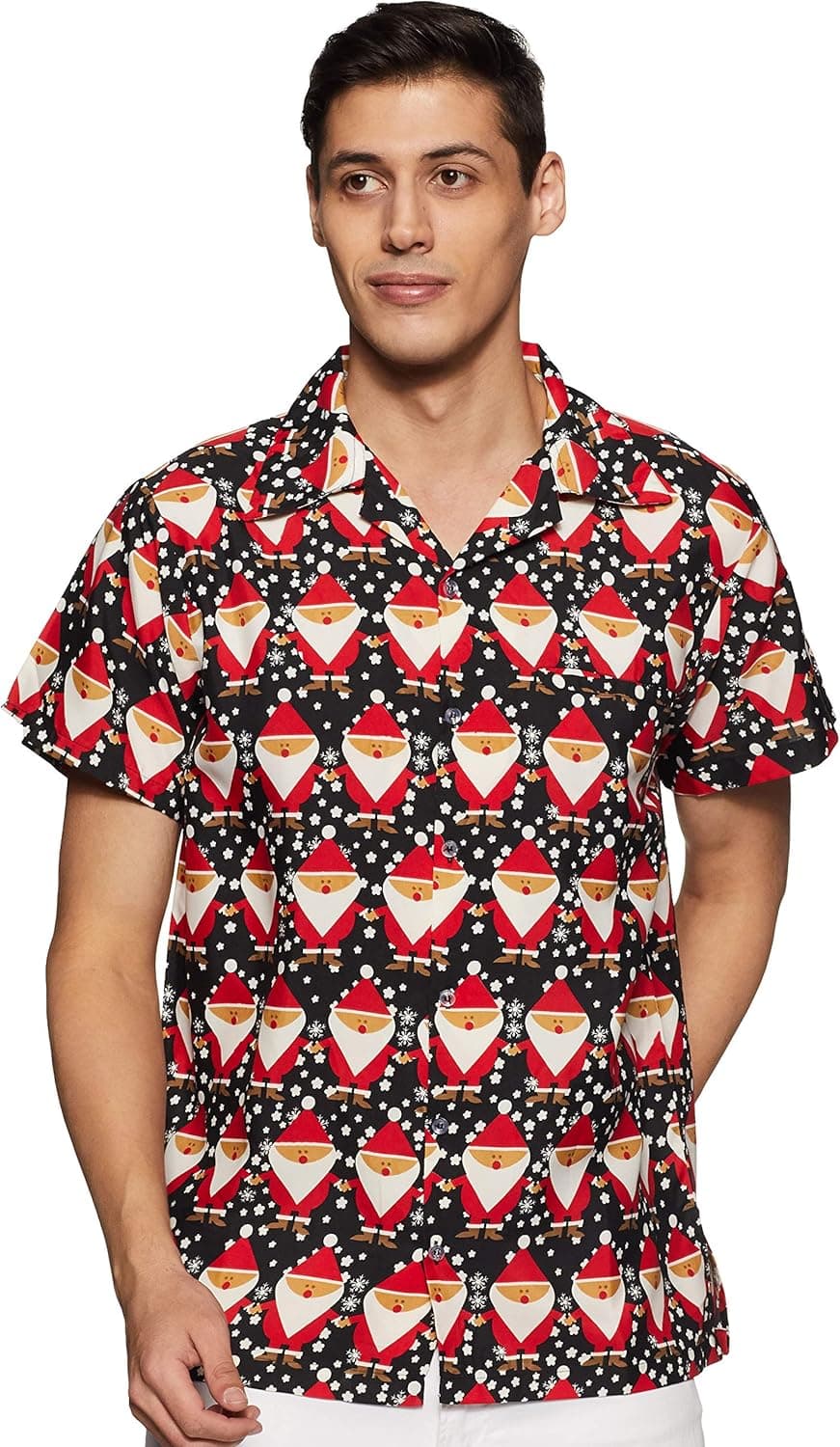 Stylore Christmas Shirt for Men Hawaiian Relaxed-Fit Vacation Multiple Color