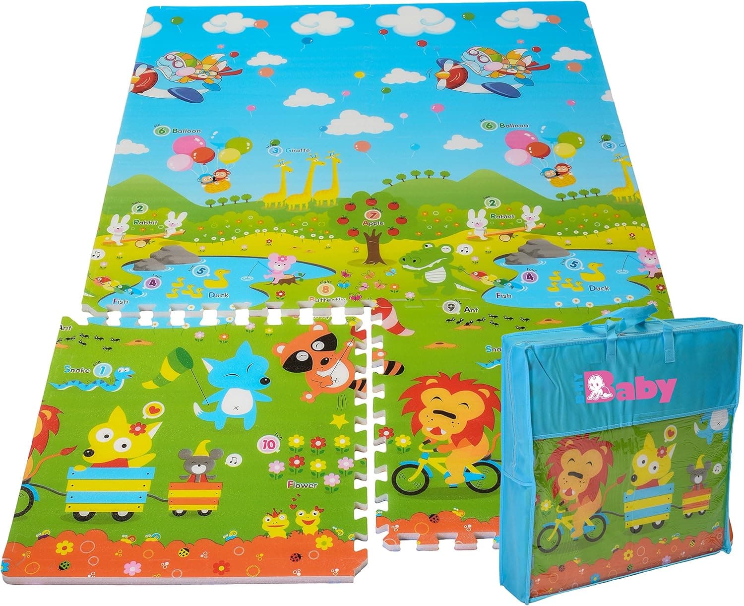 6 Pcs Puzzle Kids Play Mat - Colorful Exercise Mat, Educational Mat & Foam Floor Gym for Kids & Babies - Non-Toxic, Non-Slip, Waterproof