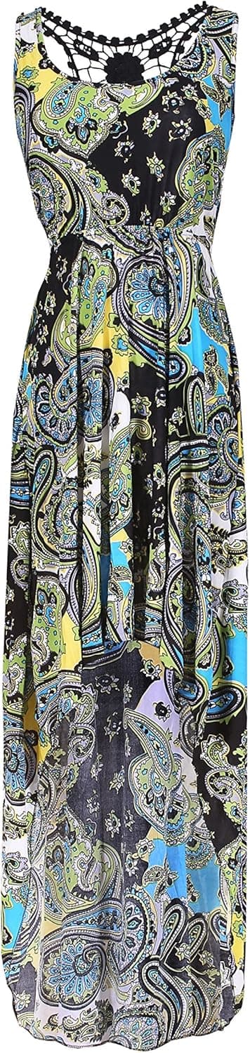 2LUV Women's Paisley Design Sleeveless Hi-Low Summer Beach Dress