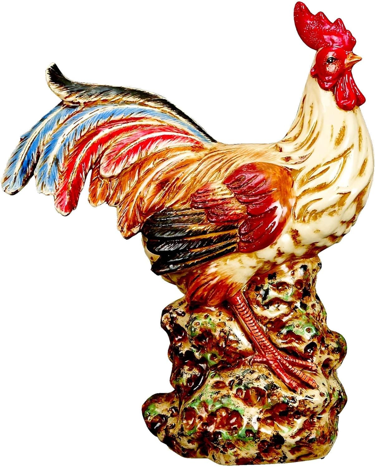 Deco 79 40719 Ceramic Decorative Rooster Statue, 16 by 19-Inch