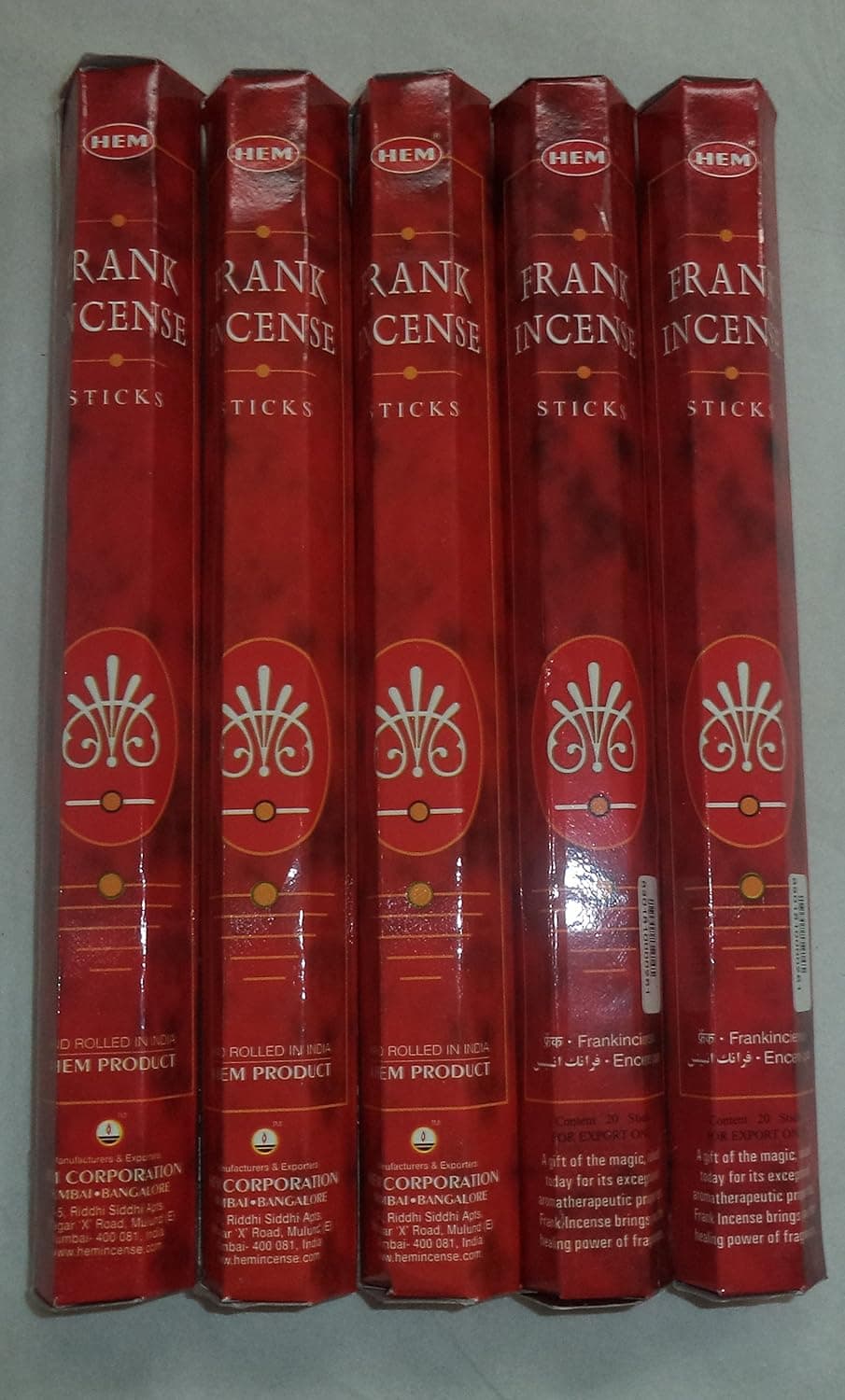 HEM Frankincense 100 Incense Sticks (5 x 20 stick packs)