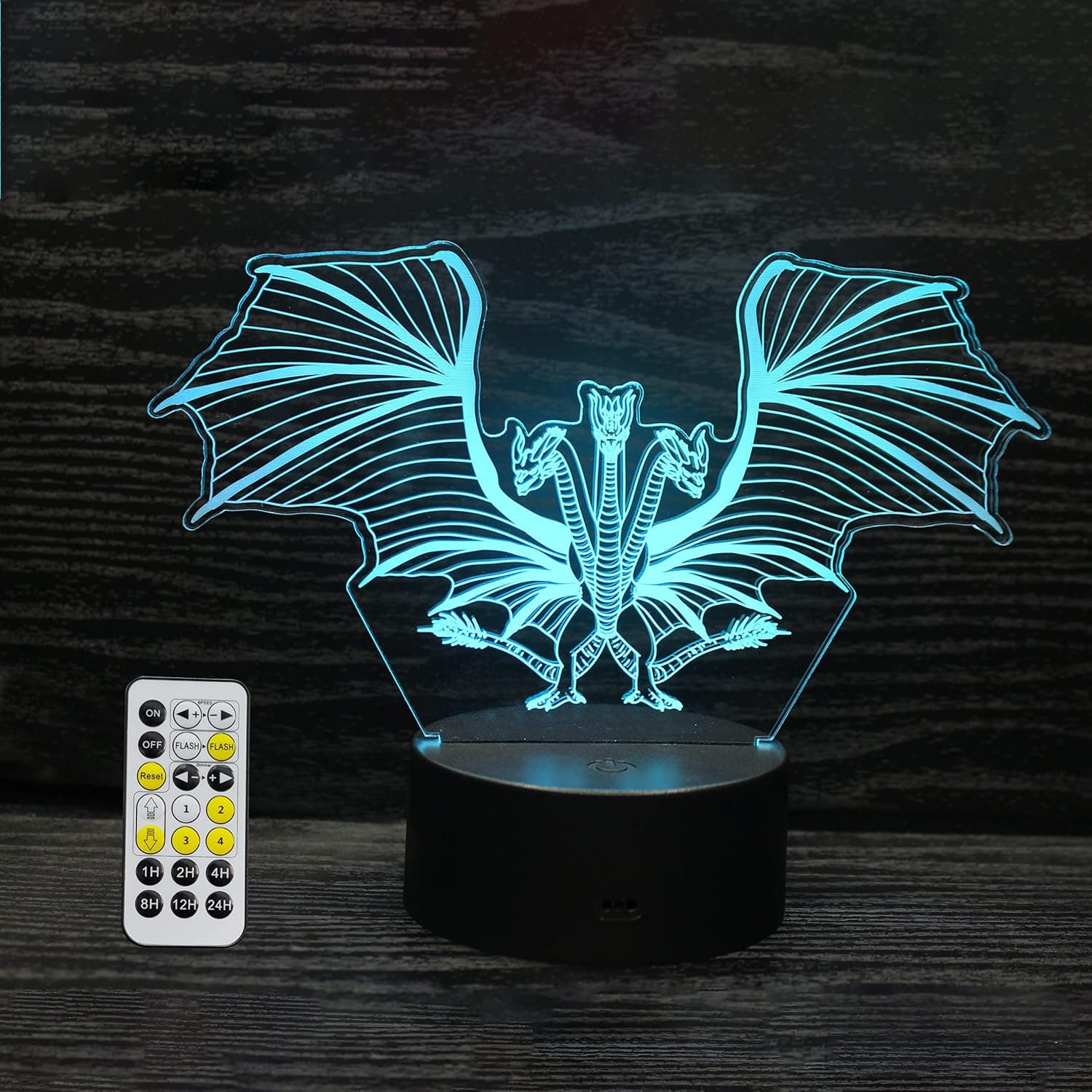 Godzilla War vs King Kong 3D Night Light Kid’s Room LED Décor Lamp Timing Remote Control Birthday Gifts or Present Parties for Boys/Girls/Baby