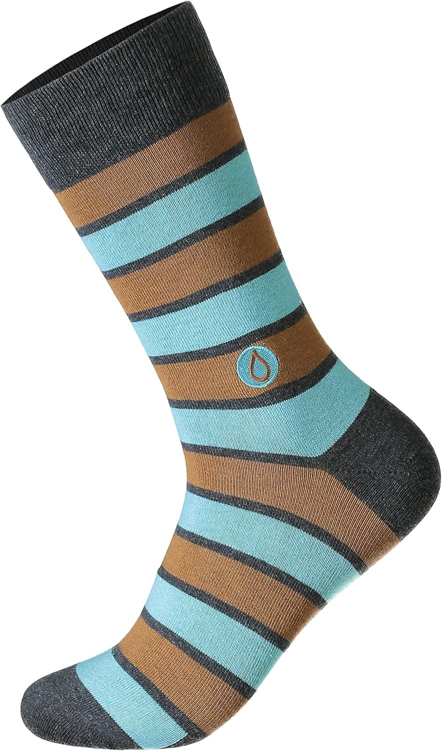 Conscious Step Men's Socks that Give Water 2 Brown and Blue Stripes