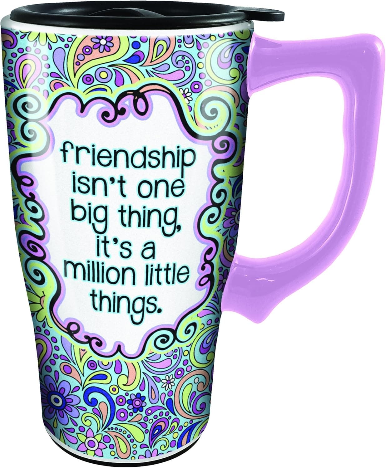 Spoontiques - Ceramic Travel Mugs - Friendship Cup - Hot or Cold Beverages - Gift for Coffee Lovers