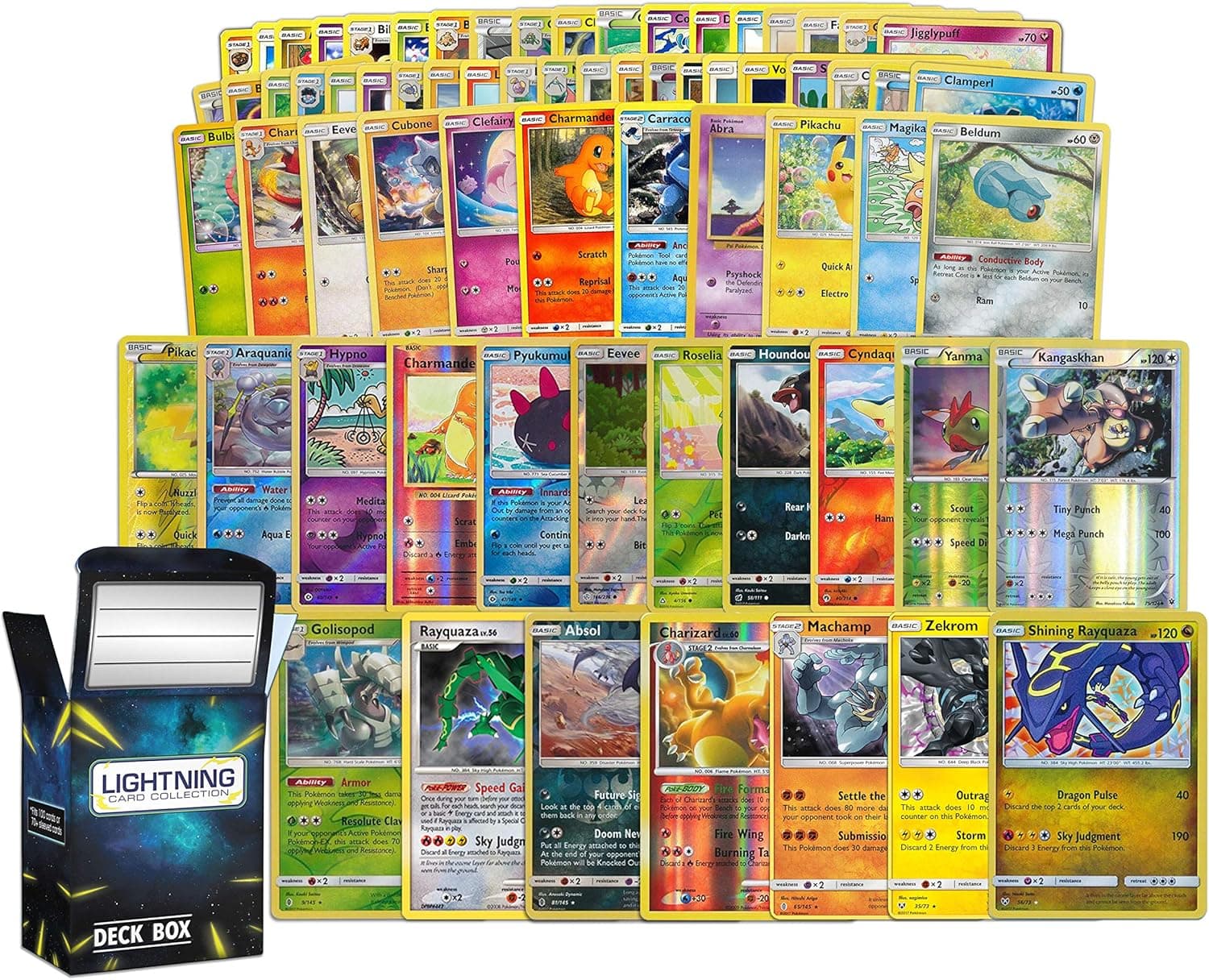 Lightning Card Collection Box Bundle Includes and Compatible with 50 Pokemon Cards