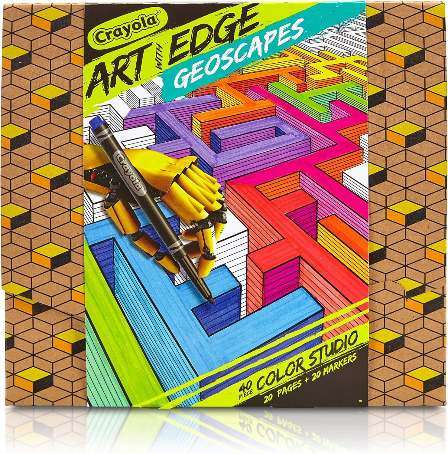 Crayola Art with Edge Coloring Set, Geometric Coloring Pages, 20 Pages (04-0029)