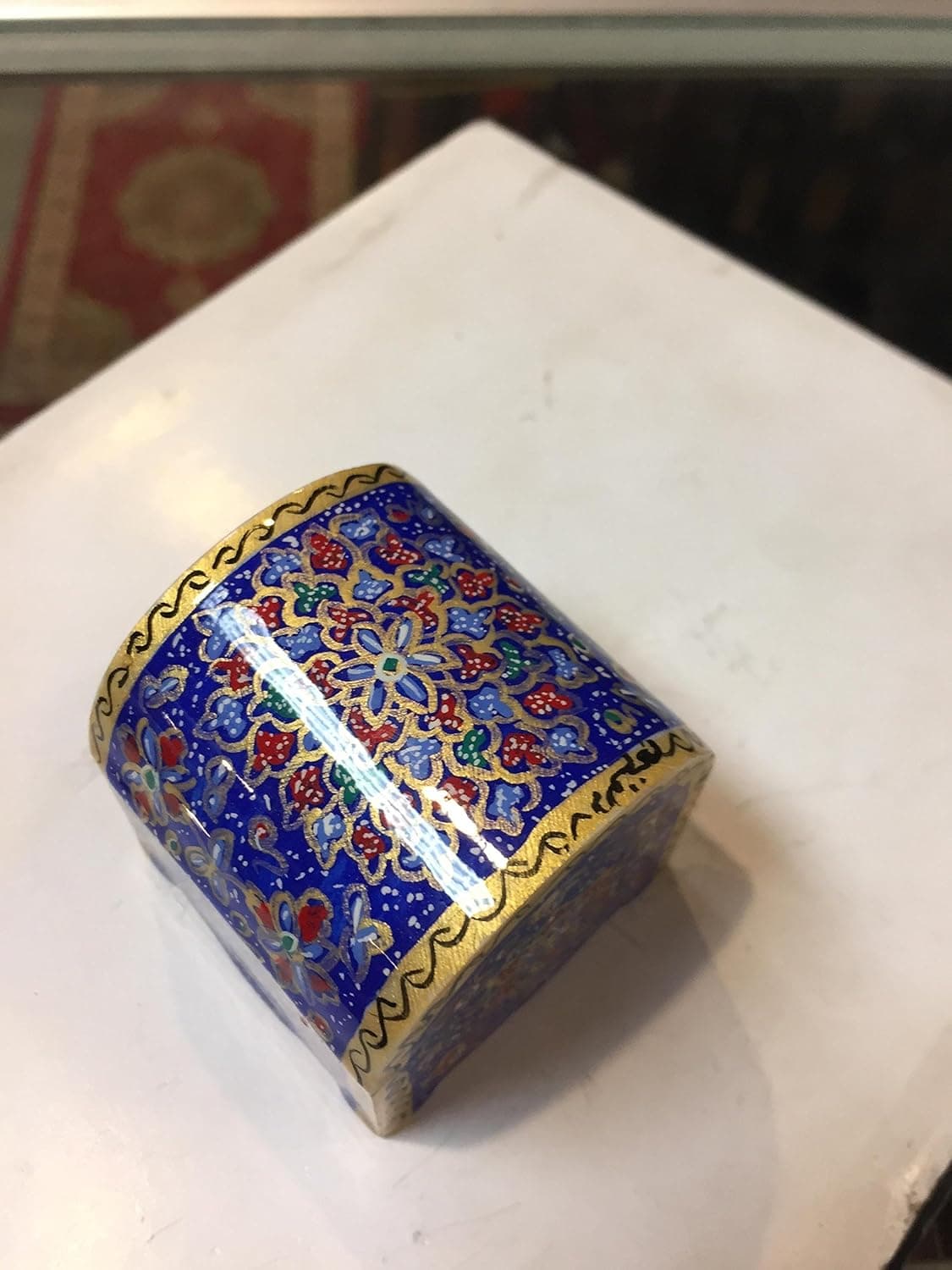 Persian Trinket Box Camelbone Miniature Painting Hand Made Hand Paint Aryan Gold Jewelry Bos Trinket Box Special Valentine's Day Offer Deal Sale Gift Handicraft Art Work Feat Empire Anceint Design Home Decor Collectible