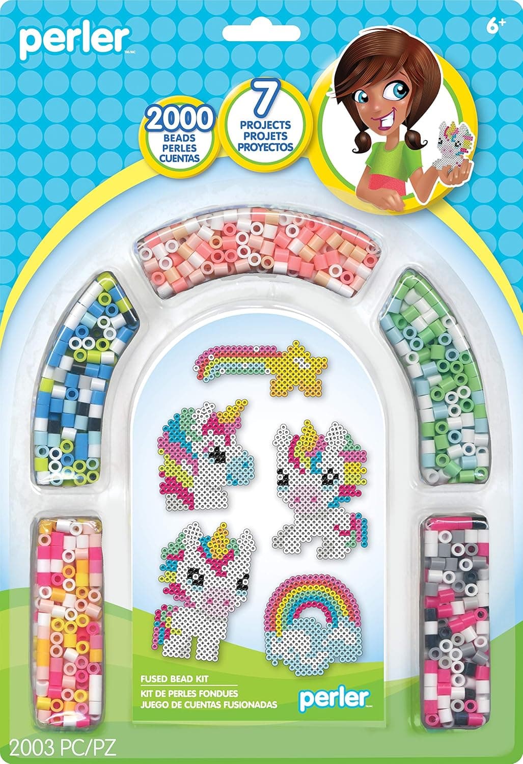 Perler Beads Rainbow Unicorn Fuse Bead Kit, 2000pcs, 7 Projects