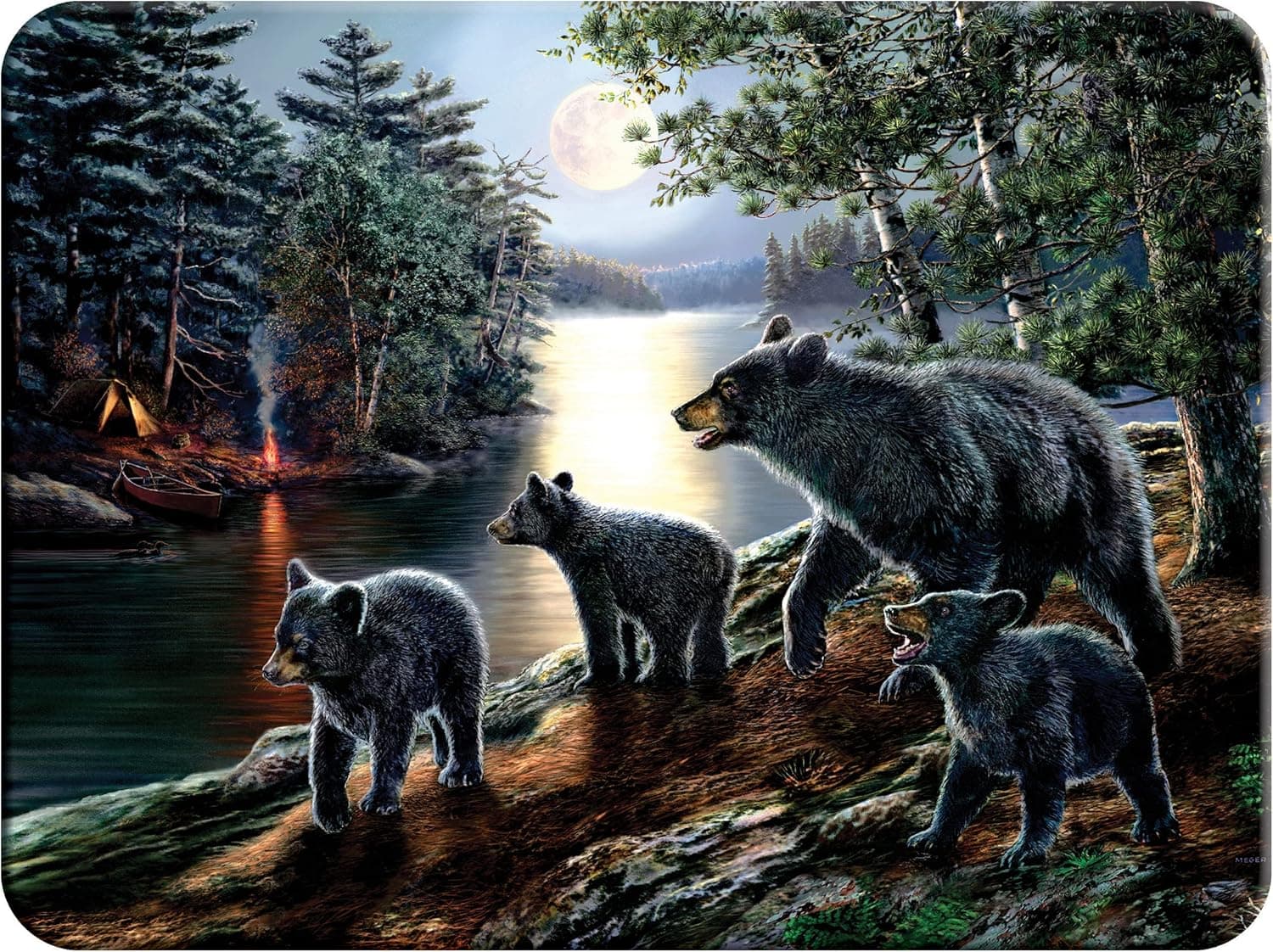 Rivers Edge Products Tempered Glass Cutting Board, 12 by 16 Inches, Black Bear