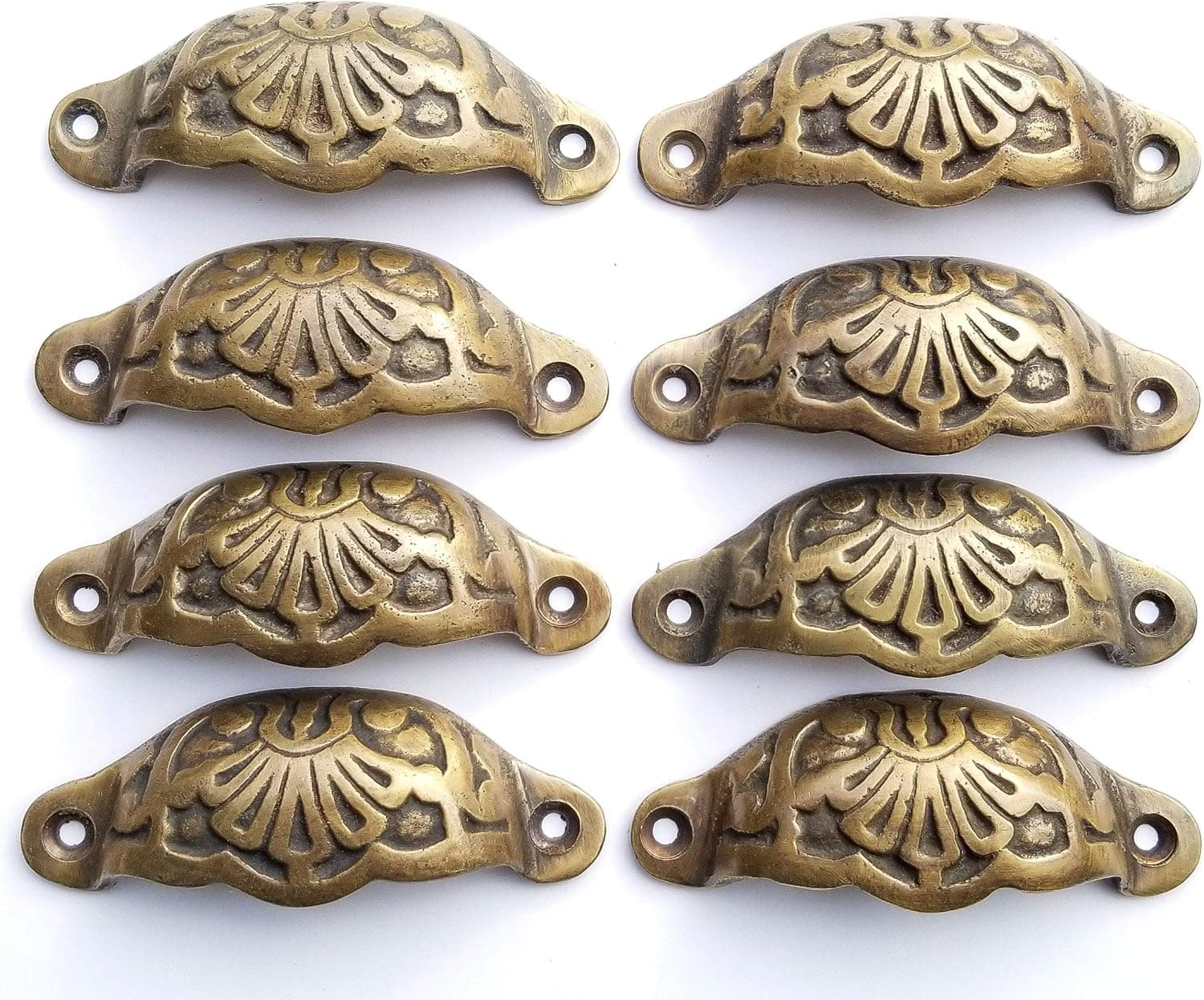 8 Solid Brass Apothecary Drawer Cup Bin Pulls Solid Brass Handles Antique Victorian Style 3 9/16" w. #A2