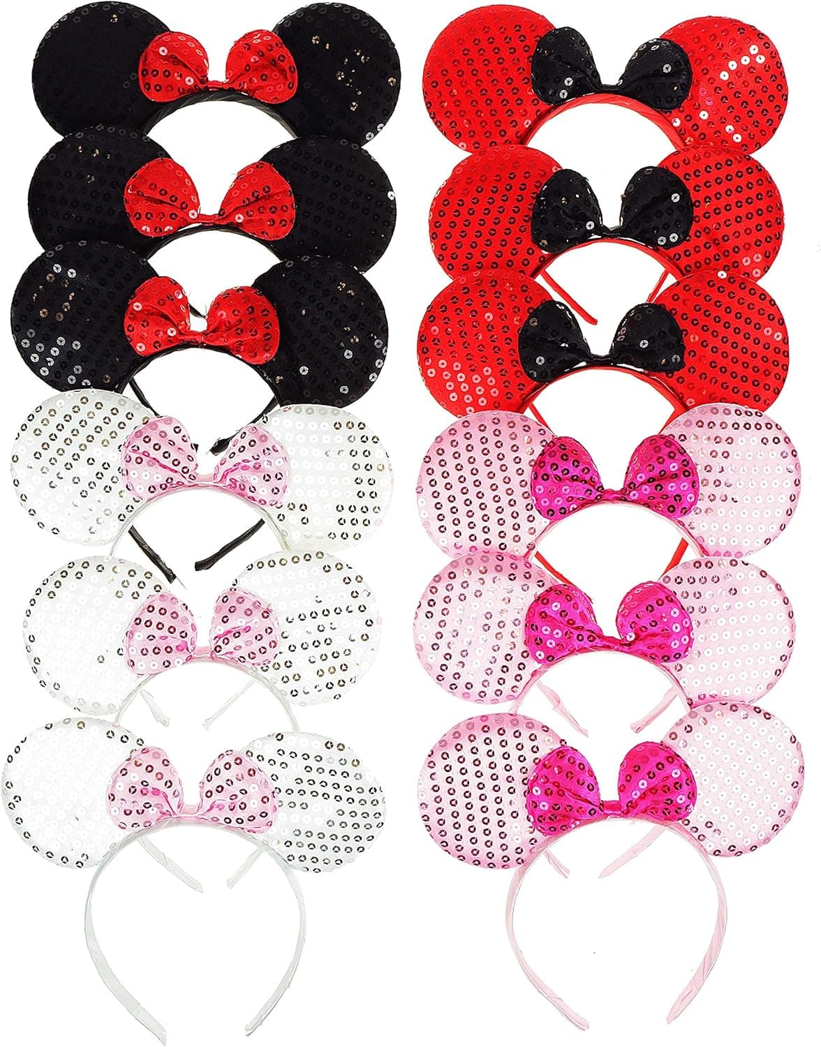 RufnTop Mickey and Minnie Mouse Sequins Ears Headband(Mix Colors Sequin Set of 12)