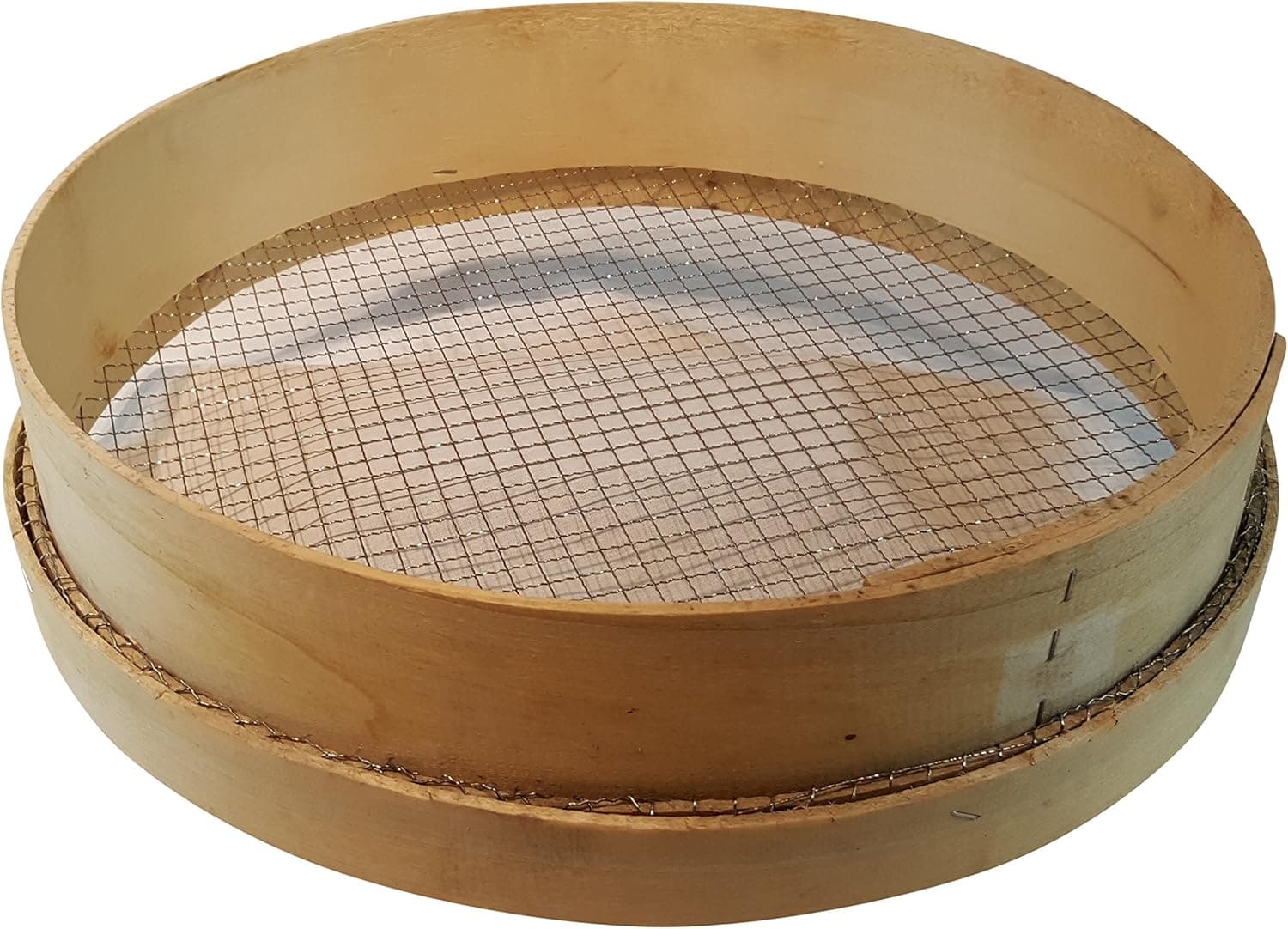 Practicool Wooden Riddle,Stainless Steel Mesh, Traditional Garden Potting Sieve - Sifting Pan - Mix Soil Filter, 16 Inch x 4 inch x 9/32 mesh, (410mm x 100, 7mm mesh)