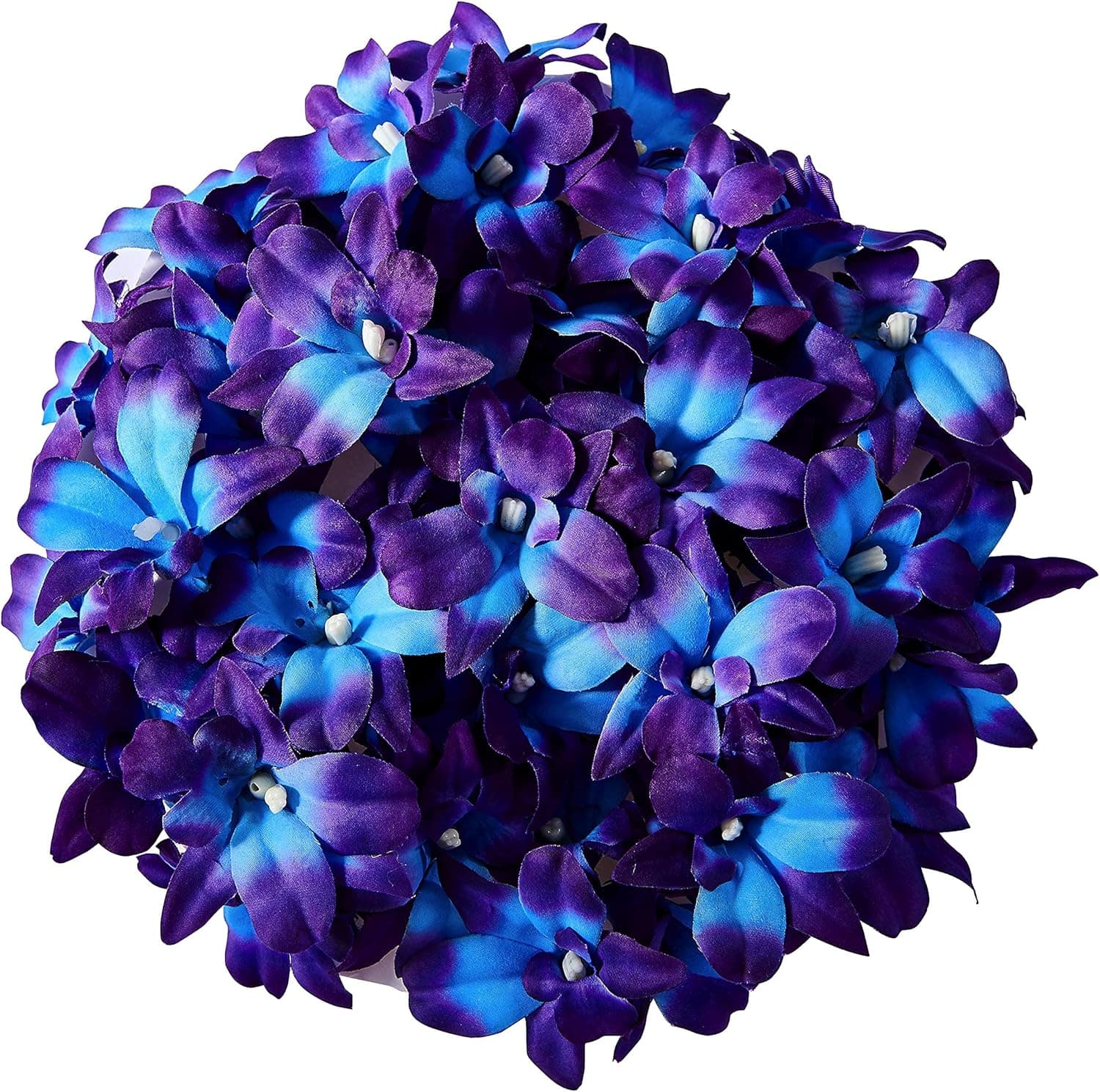 Carlita's Blooms 50pcs Handmade Galaxy Orchids Artificial Blue Purple Flowers Head Only for Wedding Bouquets Arrangements Home Decoration