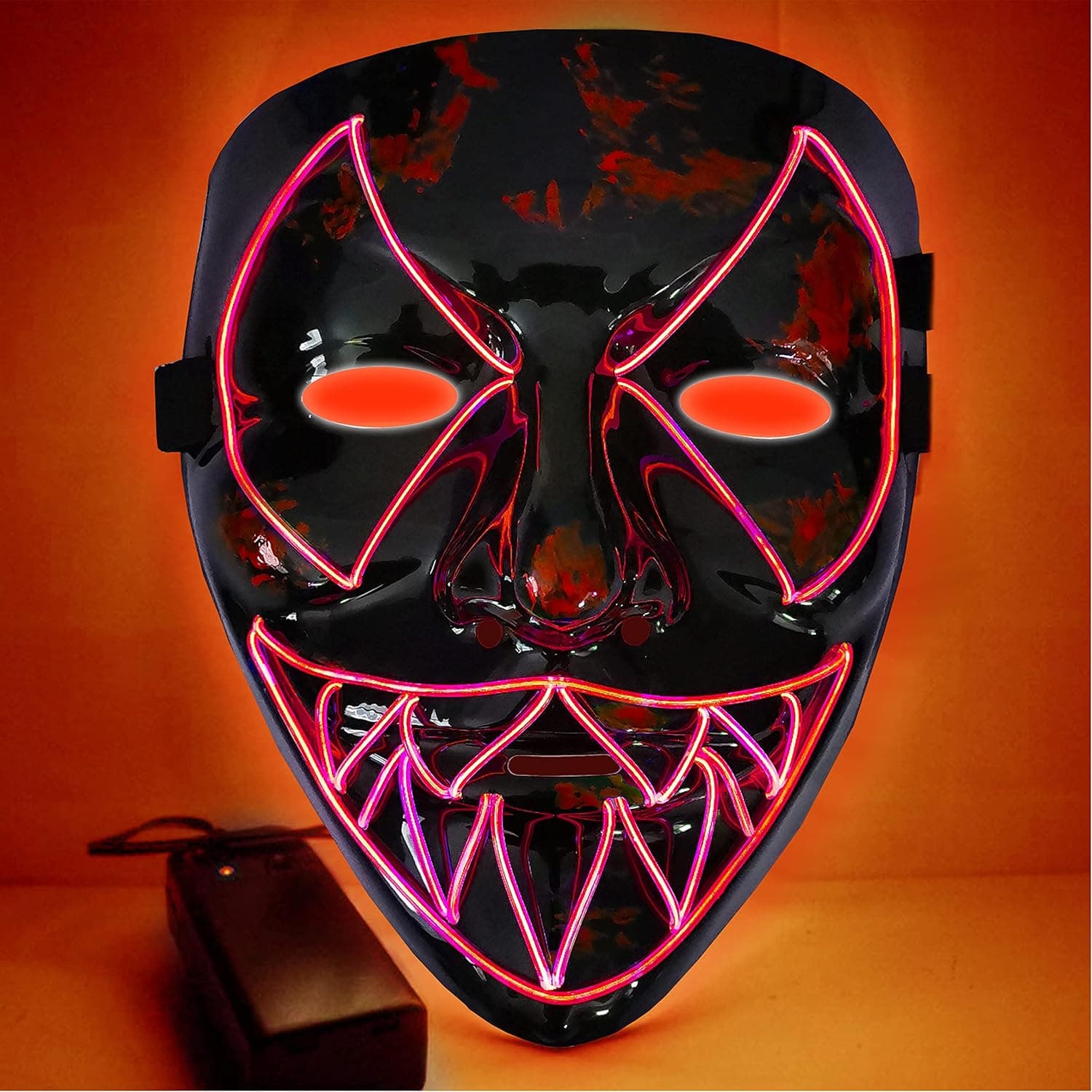 Novernat Halloween Masks, LED Light Up Scary Mask for Halloween Cosplay, Halloween Gecorations Gift for Festival Party
