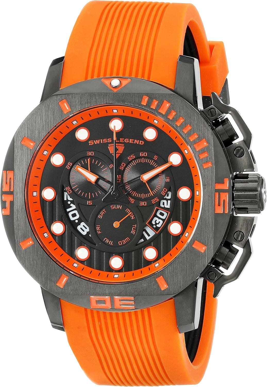 Swiss Legend Men's 10538S-BB-01-OAS Scubador Stainless Steel Watch with Orange Band