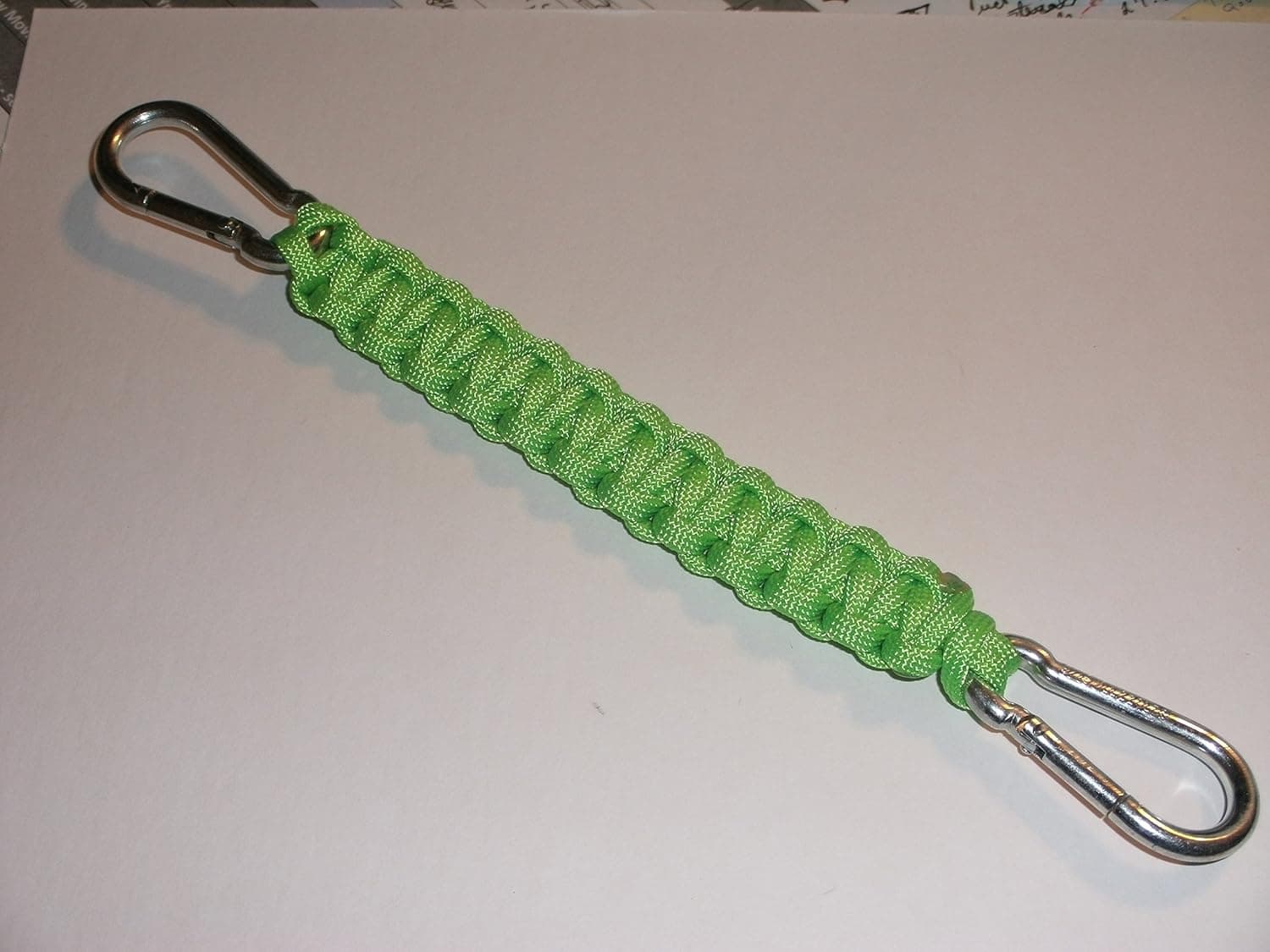 RedVex 550 lb Paracord/Survival Cobra Style Lanyard with 220 lb Steel Carabiners - 9" - Lime Green